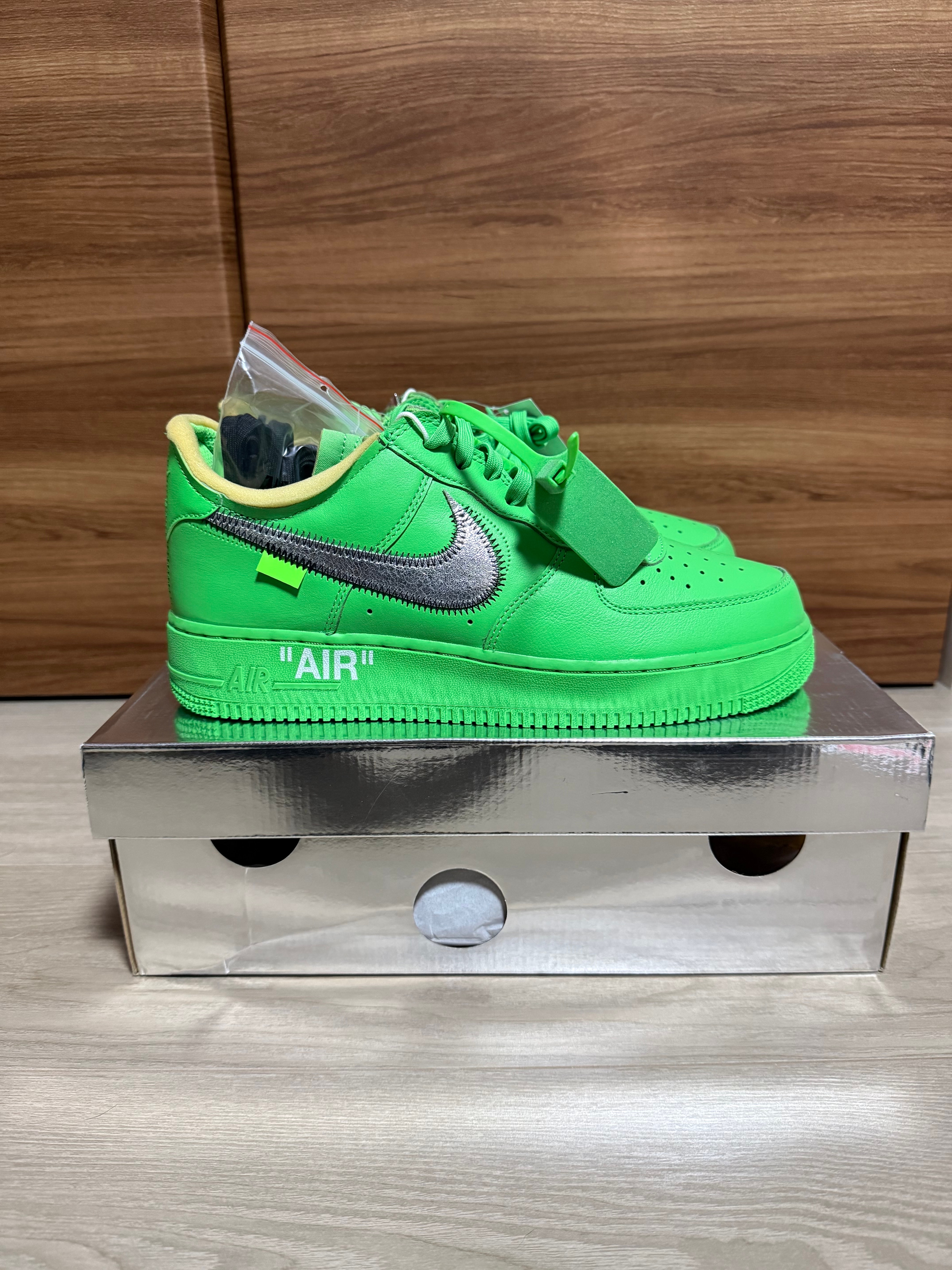 Off-White × Nike Air Force 1 Low "Brooklyn/Light Green Spark"