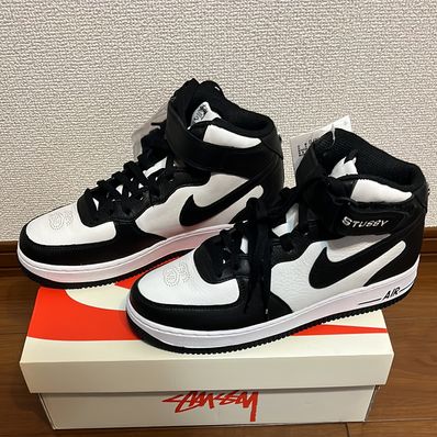 Stussy × Nike Air Force 1 Mid "Black and Light Bone"