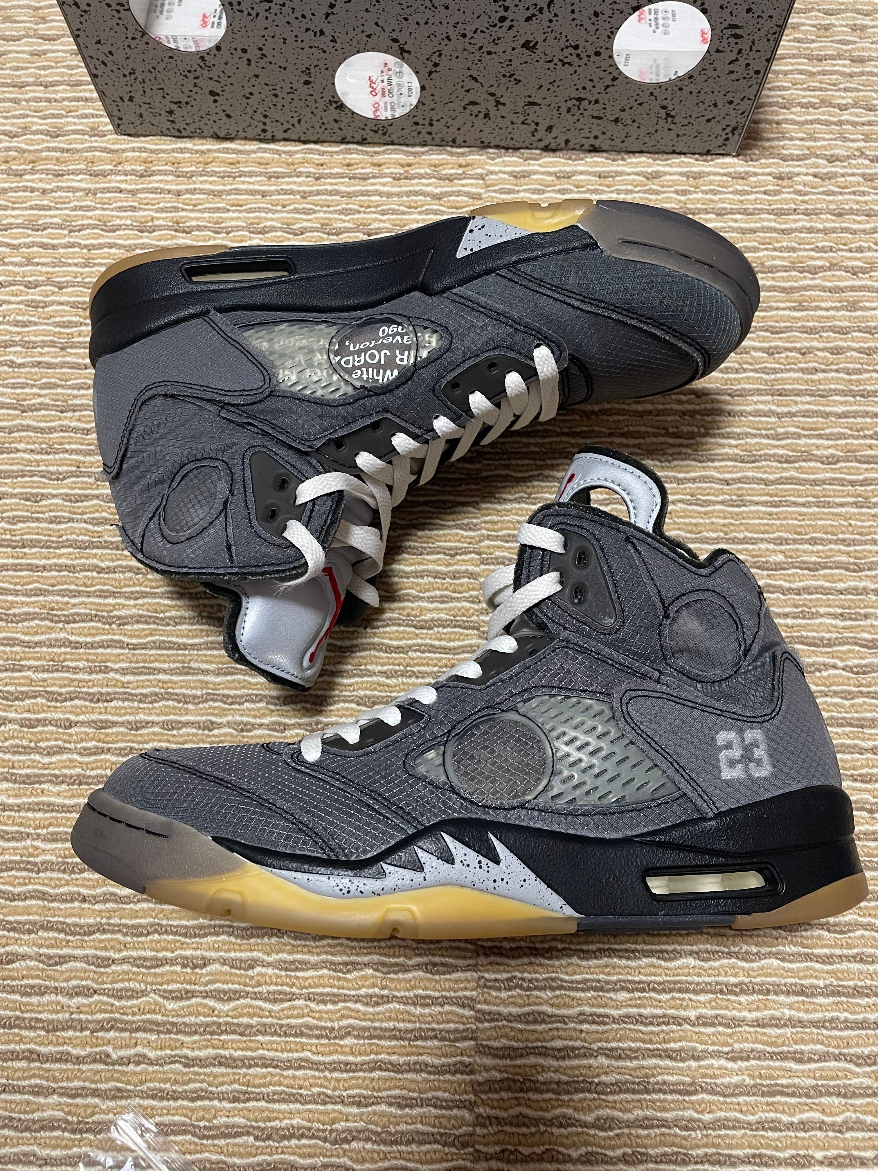 Off-White × Nike Air Jordan 5 "Black/Muslin/Fire Red"