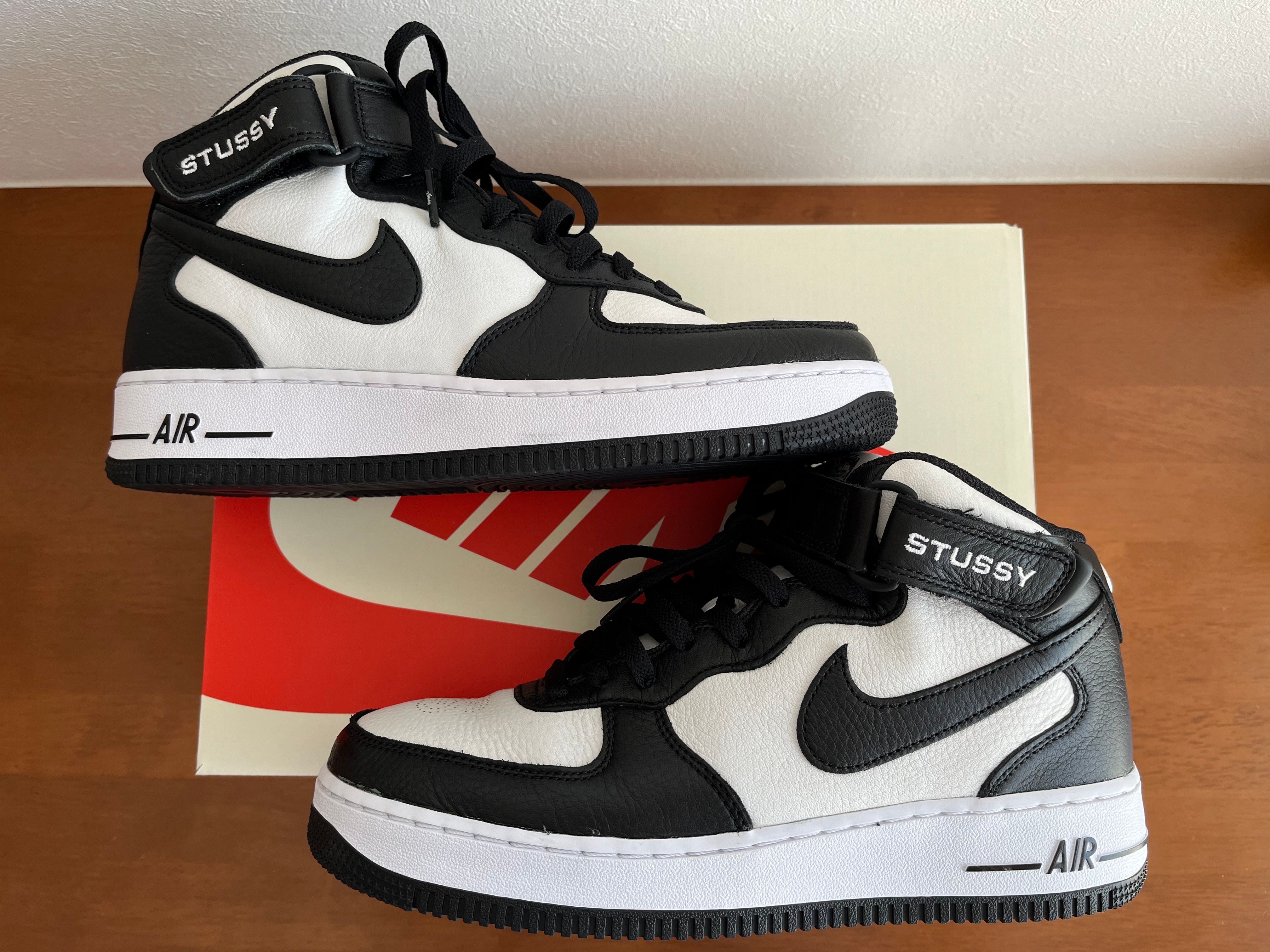 Stussy × Nike Air Force 1 Mid "Black and Light Bone"
