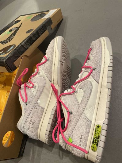 Off-White × Nike Dunk Low "Sail/Neutral Gray/Hyper Pink"