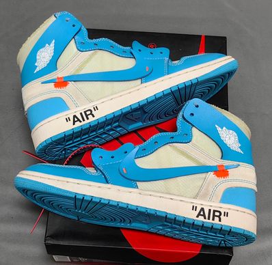 Off-White × Nike Air Jordan 1 High UNC "White/Dark Powder Blue"