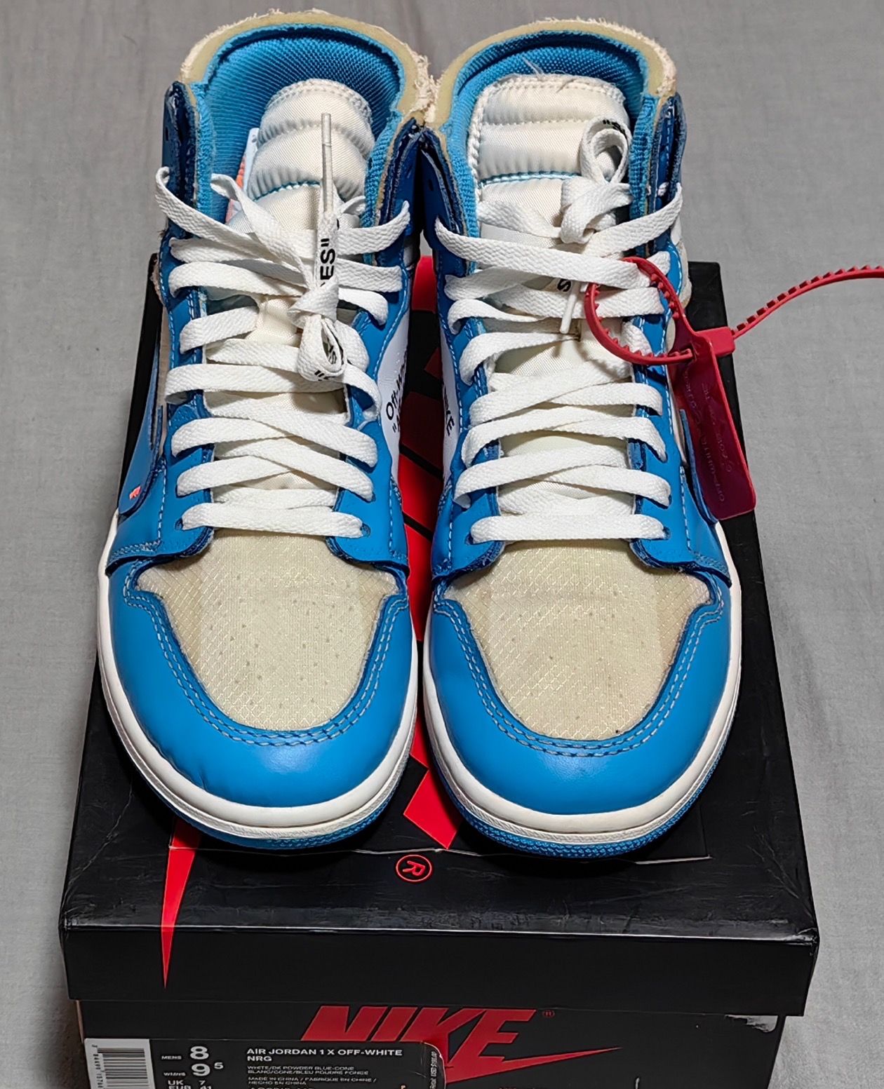 Off-White × Nike Air Jordan 1 High UNC "White/Dark Powder Blue"