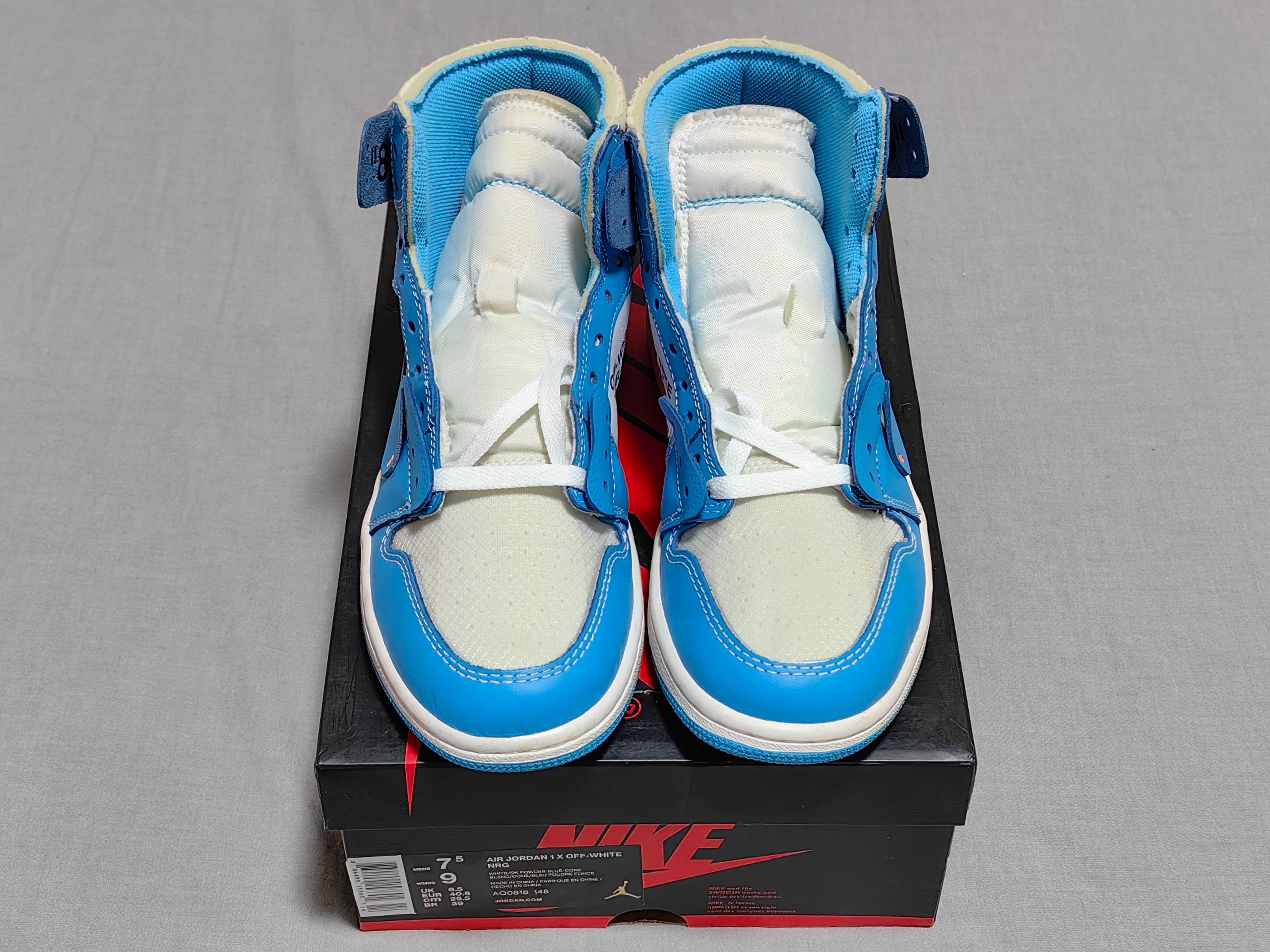 Off-White × Nike Air Jordan 1 High UNC "White/Dark Powder Blue"