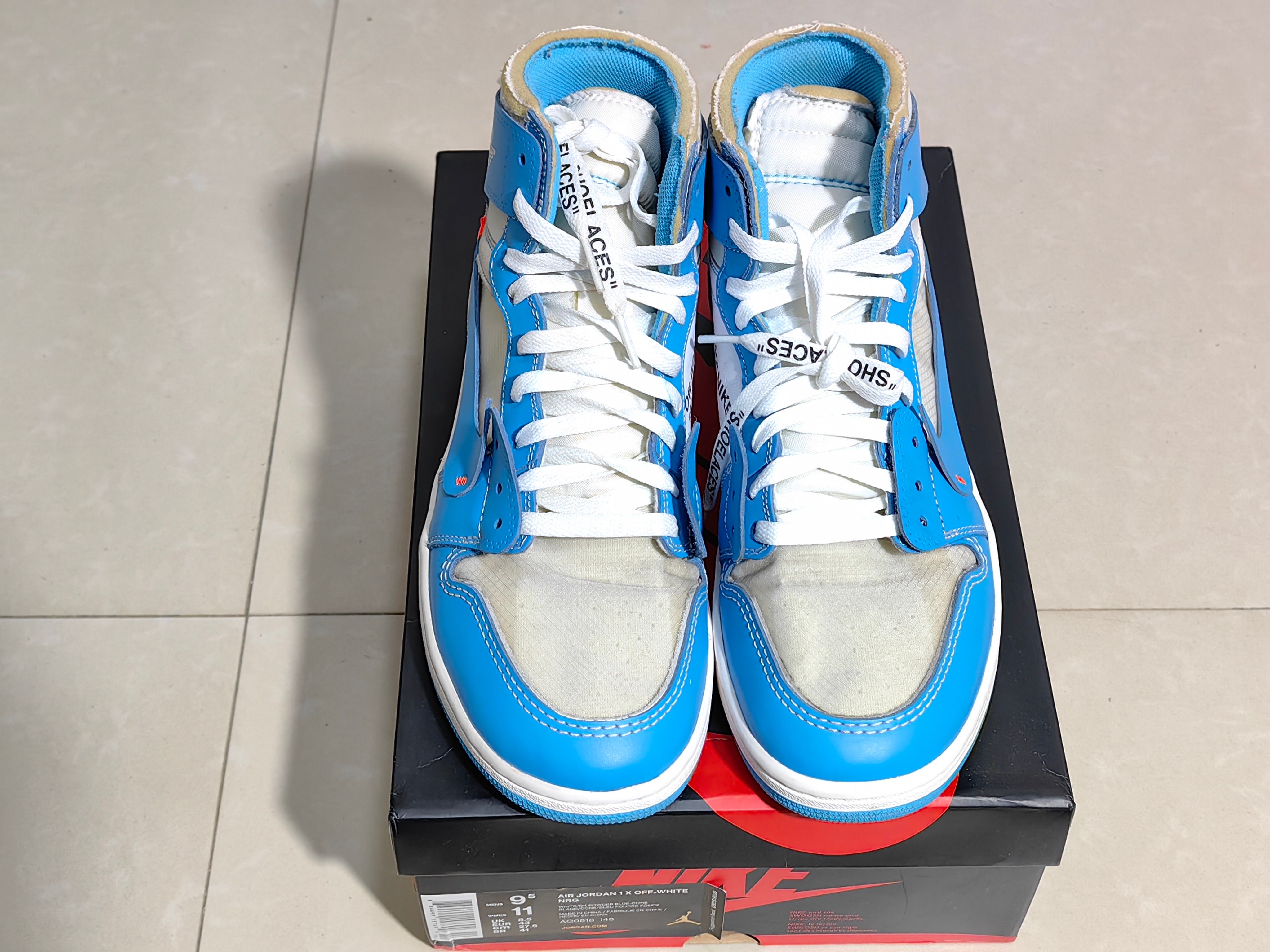 Off-White × Nike Air Jordan 1 High UNC "White/Dark Powder Blue"