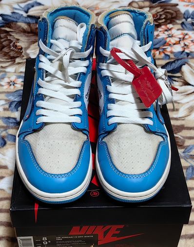 Off-White × Nike Air Jordan 1 High UNC "White/Dark Powder Blue"