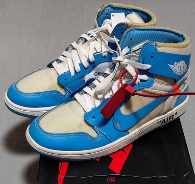 Off-White × Nike Air Jordan 1 High UNC "White/Dark Powder Blue"