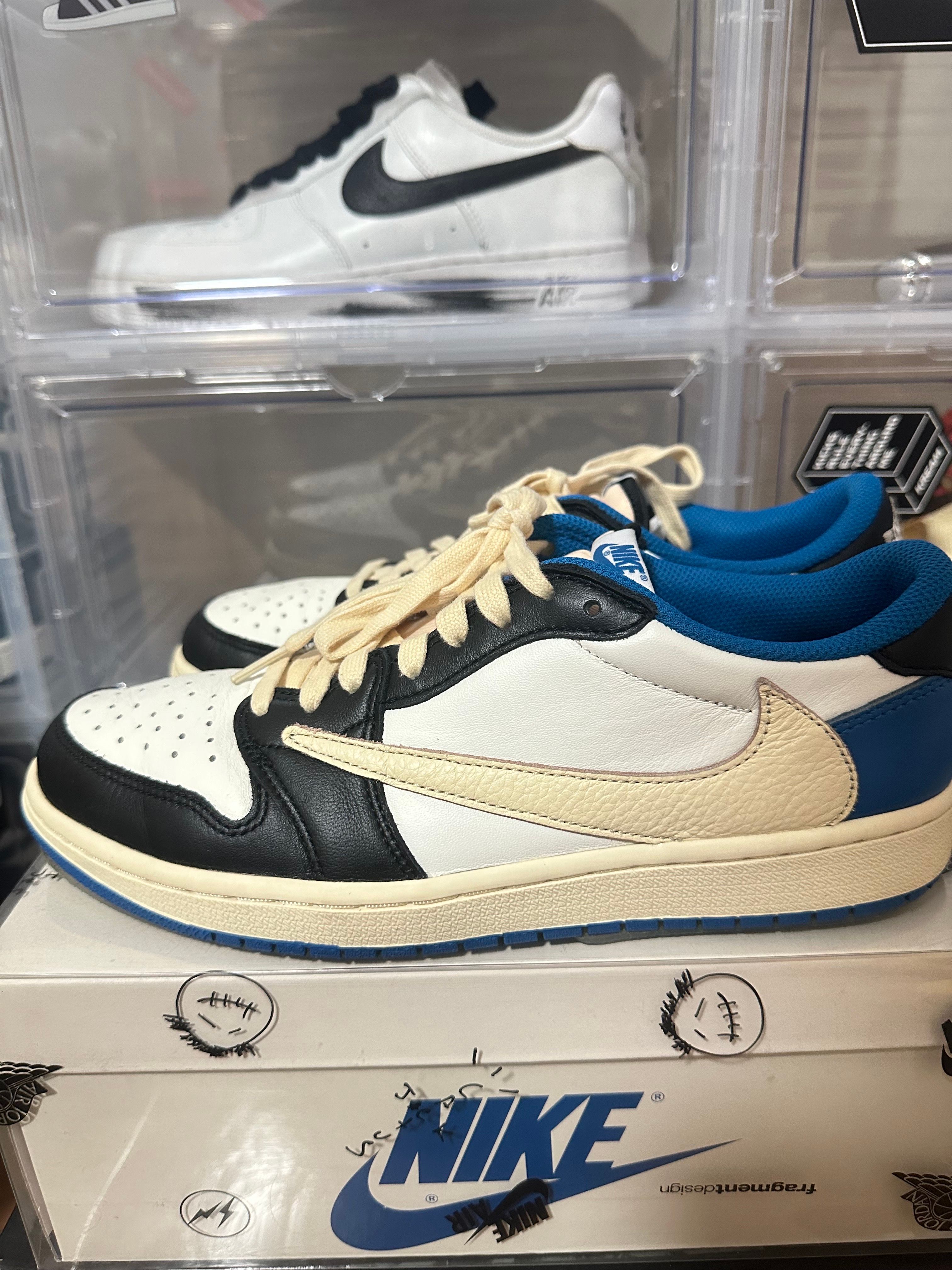 Travis Scott × fragment design × Nike Air Jordan 1 Low OG SP "Military Blue"