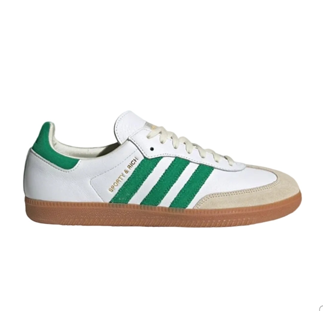 Sporty & Rich × adidas Samba OG "Footwear White/Green/Gum"
