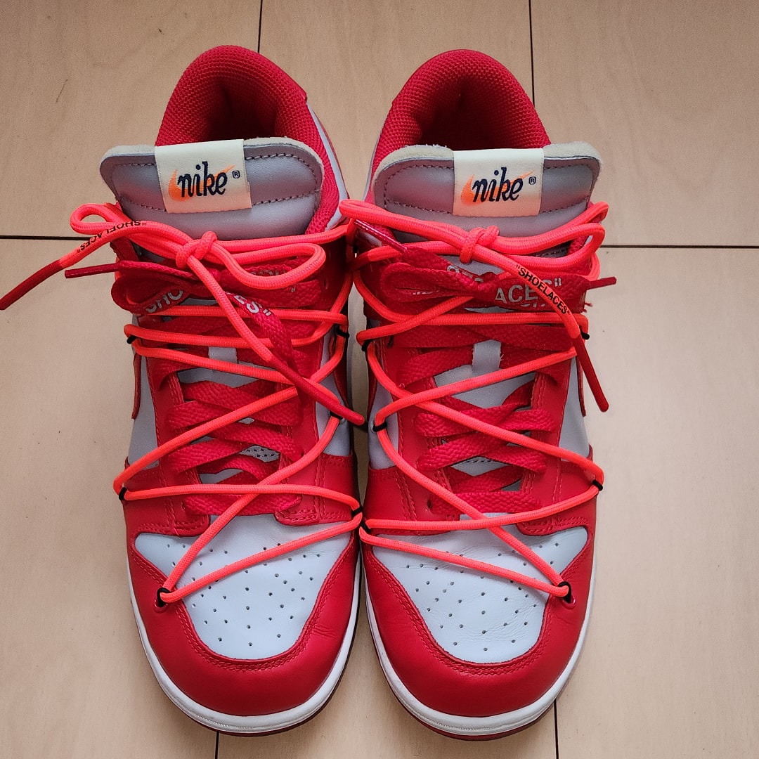 Off-White × Nike Dunk Low "University Red/Wolf Grey"