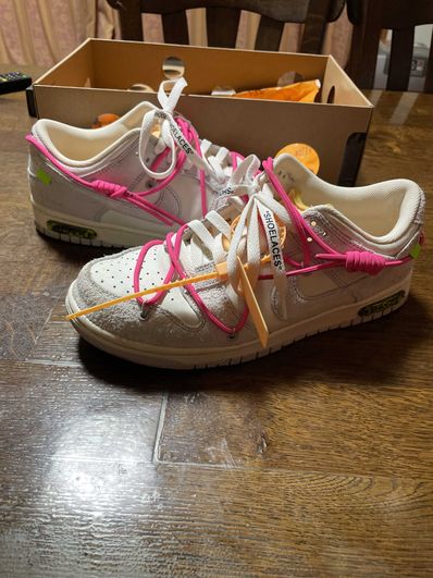 Off-White × Nike Dunk Low "Sail/Neutral Gray/Hyper Pink"