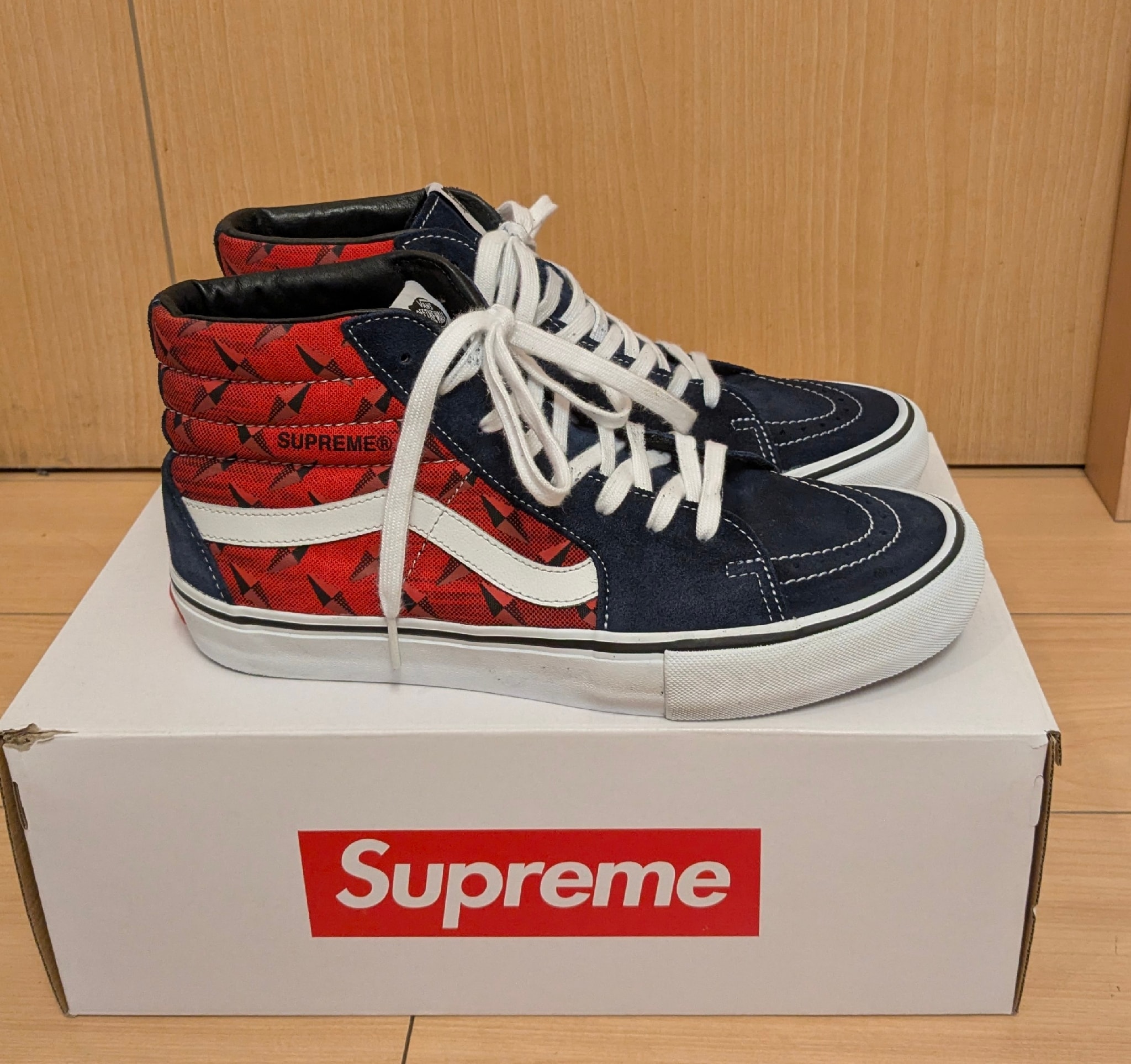 Supreme × Vans Sk8-Hi Diamond Plate "Navy/Red"