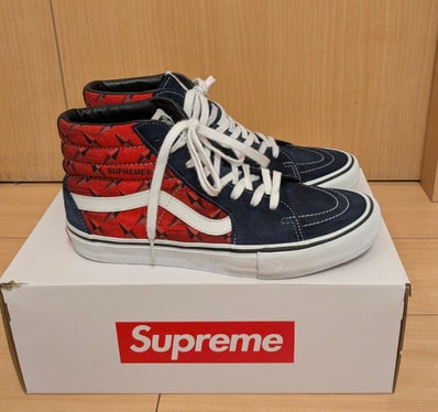 Supreme × Vans Sk8-Hi Diamond Plate "Navy/Red"