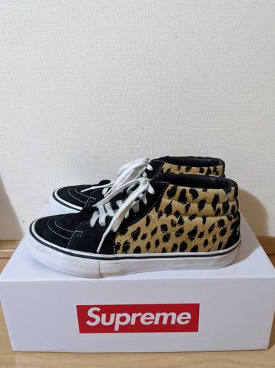 Supreme × Vans Sk8 Mid "Velvet Leopard Black"