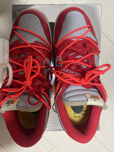 Off-White × Nike Dunk Low "University Red/Wolf Grey"