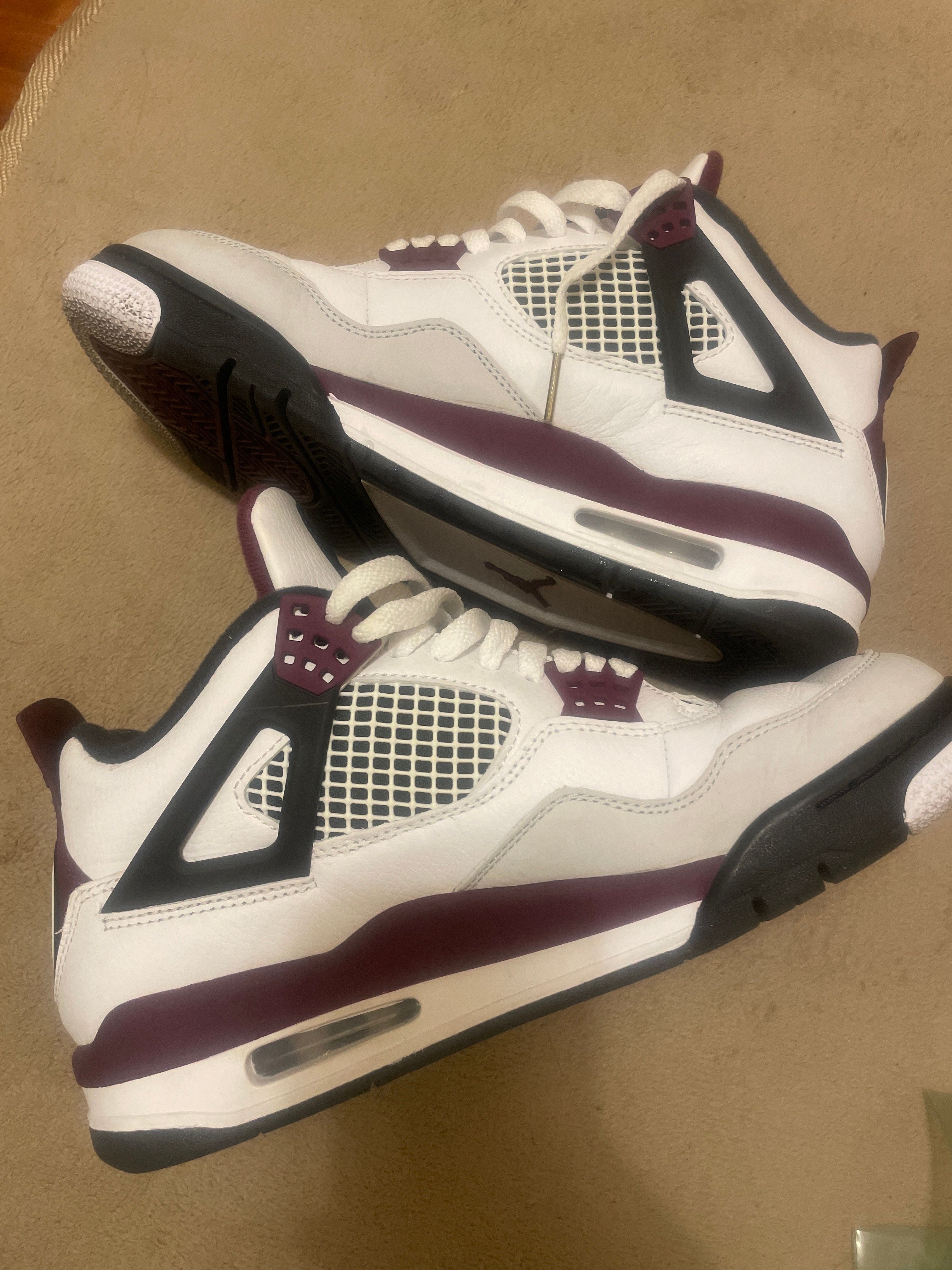 Paris Saint Germain ×Nike Air Jordan 4 Retro "White/Bordeaux/Neutral Gray"