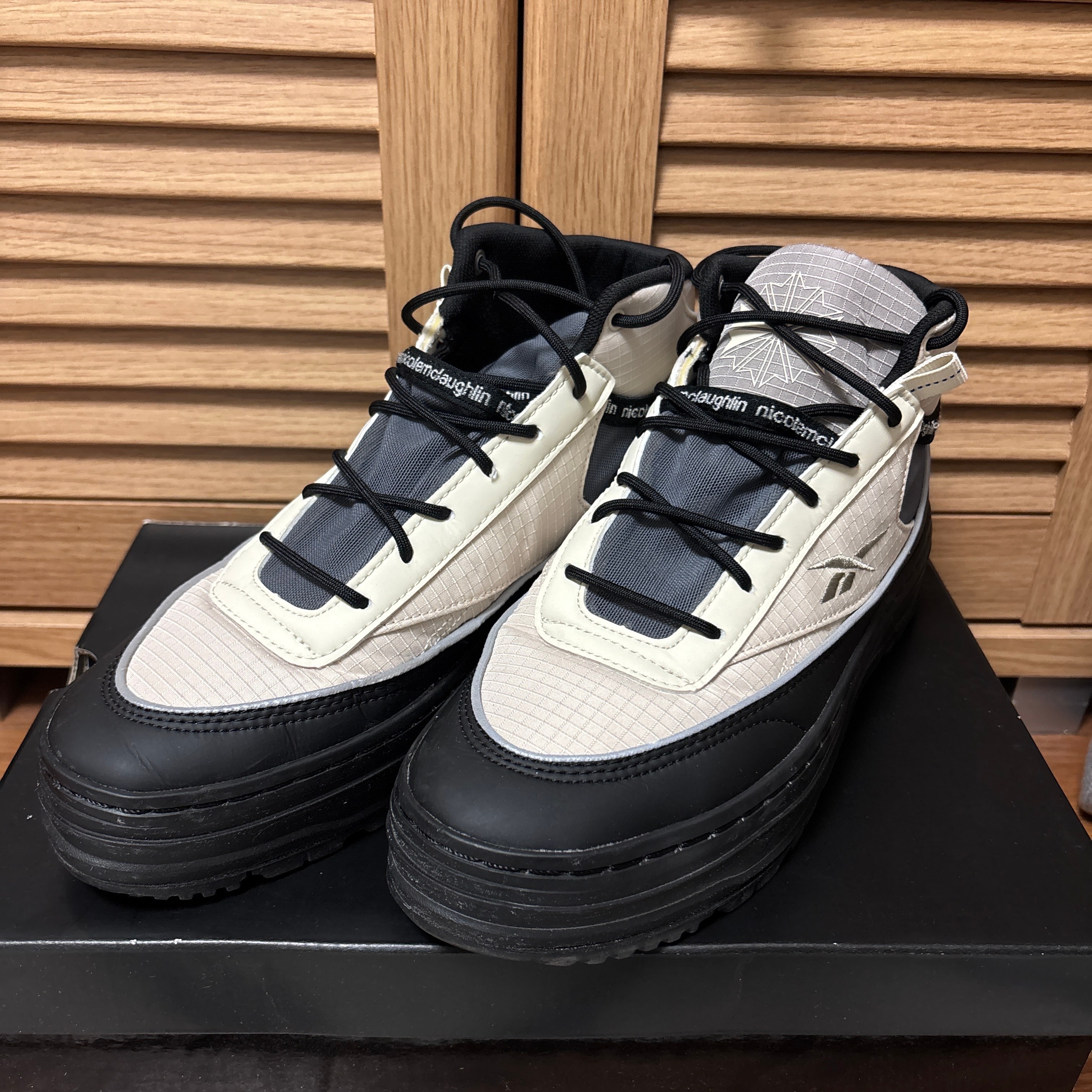 Nicole McLaughlin × Reebok Women's Club C Geo Mid "Alabaster/Core Black/Boulder Grey