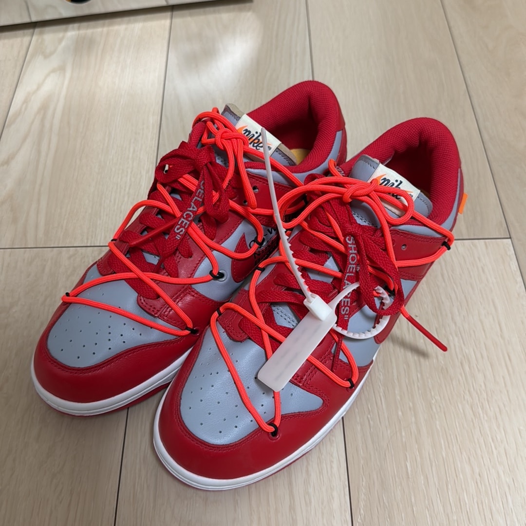 Off-White × Nike Dunk Low "University Red/Wolf Grey"