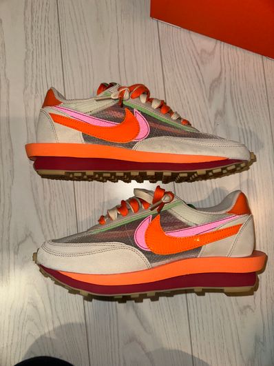 CLOT × Sacai × Nike LD Waffle "Orange Blaze"