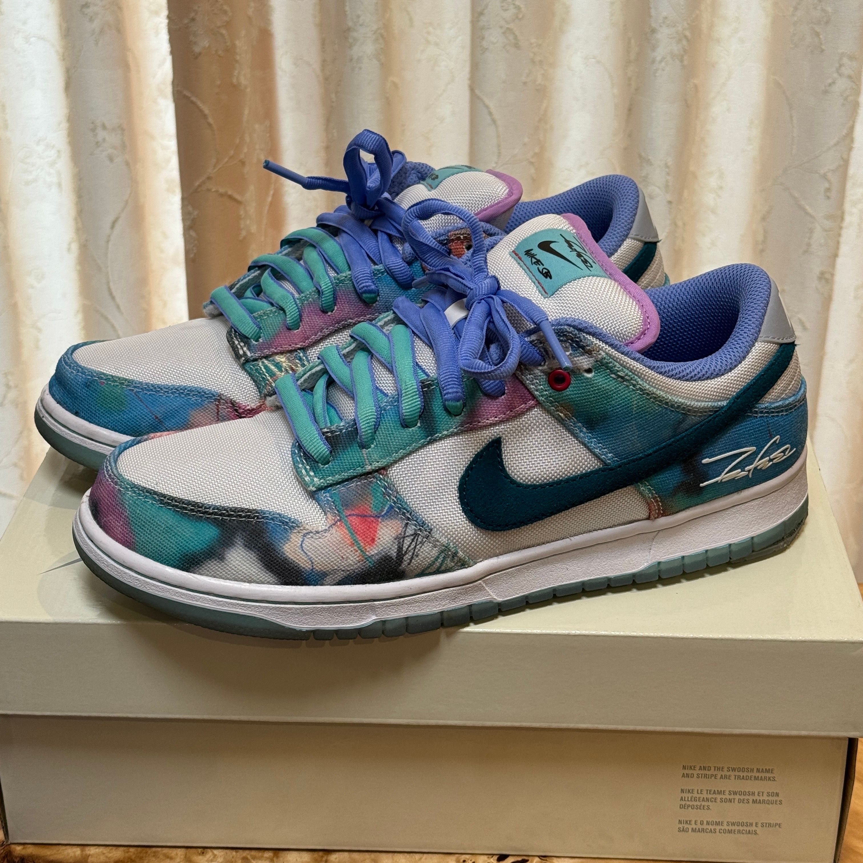 Futura × Nike SB Dunk Low "White and Geode Teal"