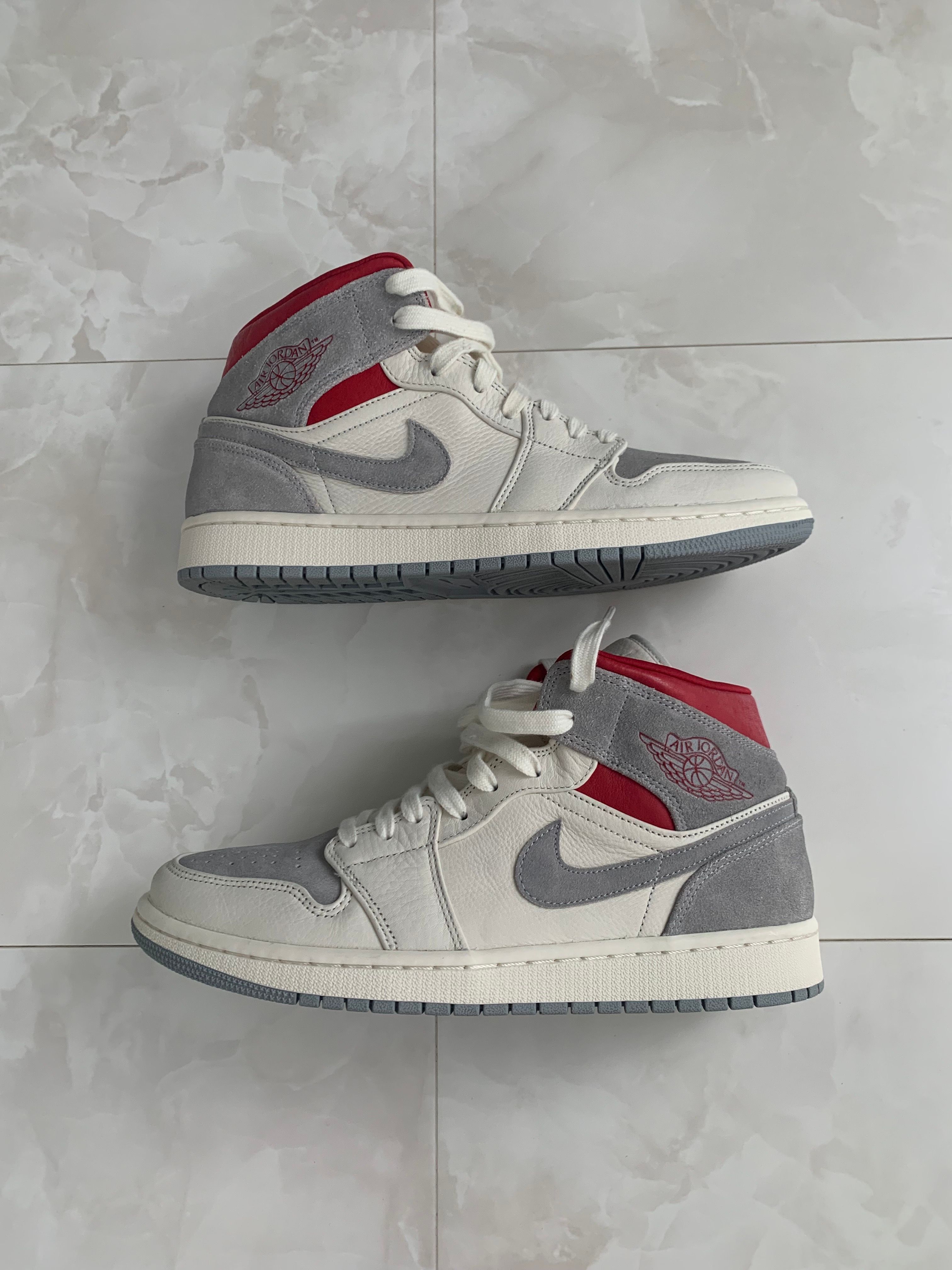 SNS×NIKE AIR JORDAN 1 MID "GREY/RED"