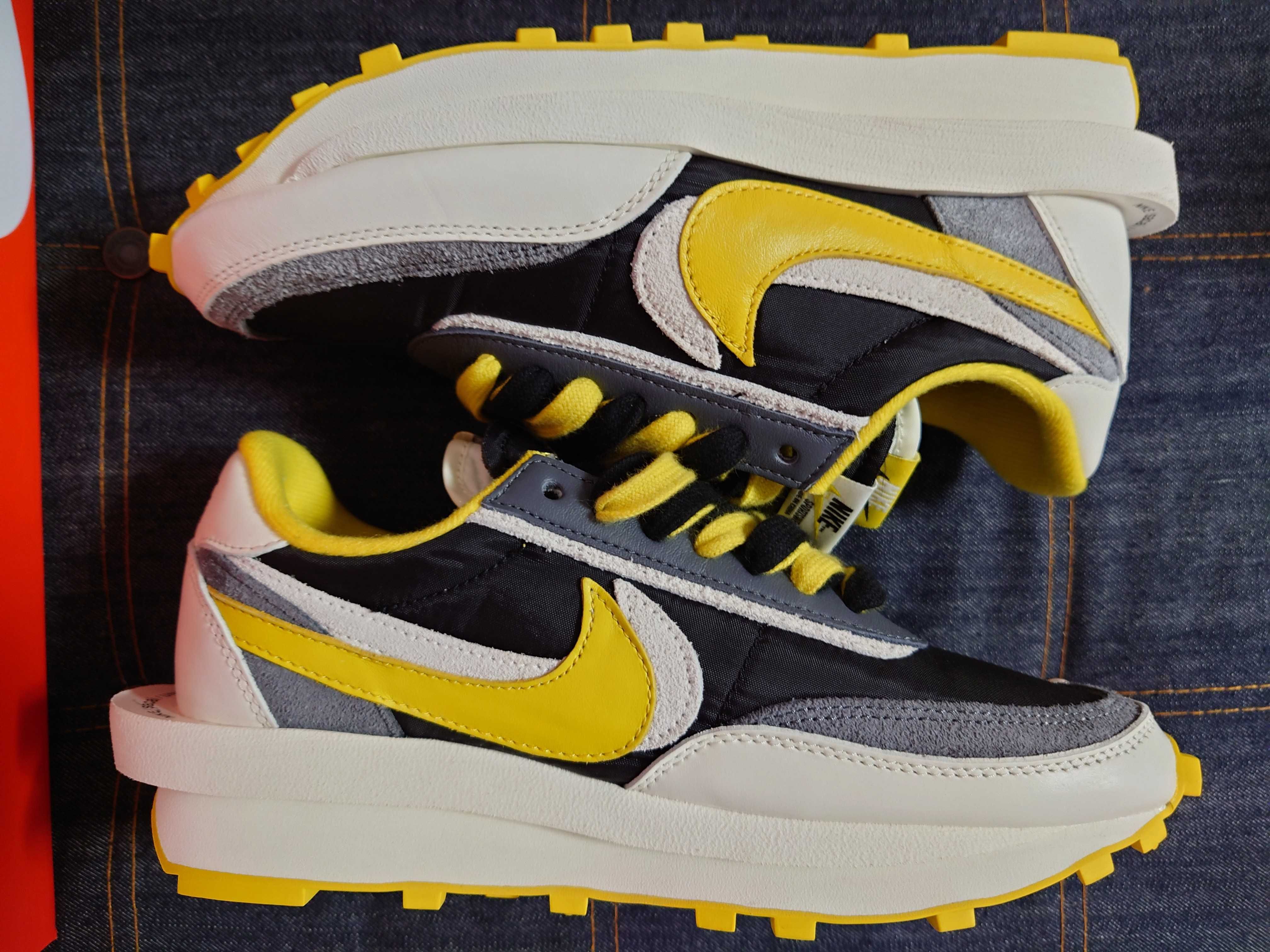 UNDERCOVER × sacai × Nike LD Waffle "Black/Sail-Dark Grey-Bright Citron"