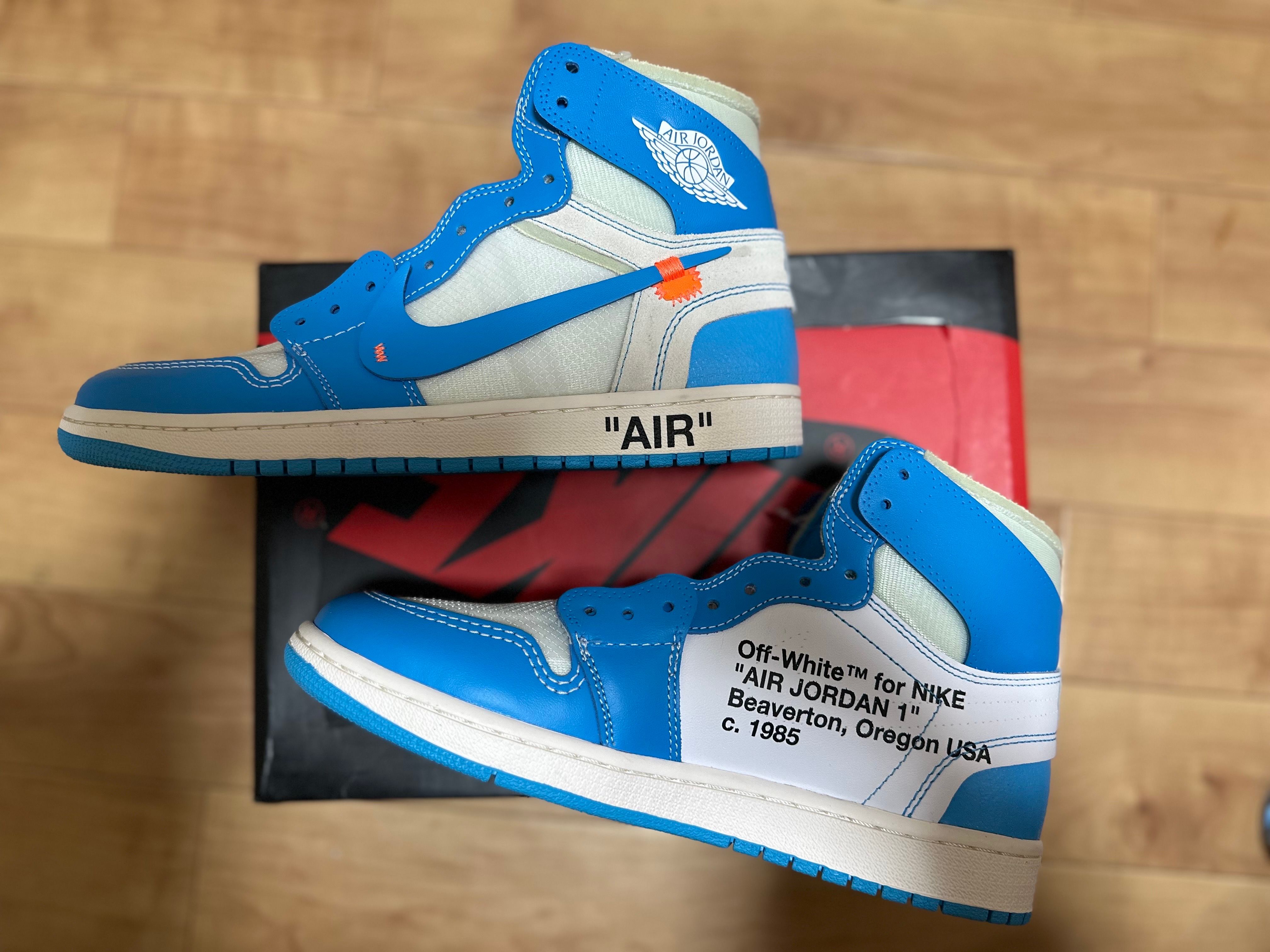 Off-White × Nike Air Jordan 1 High UNC "White/Dark Powder Blue"