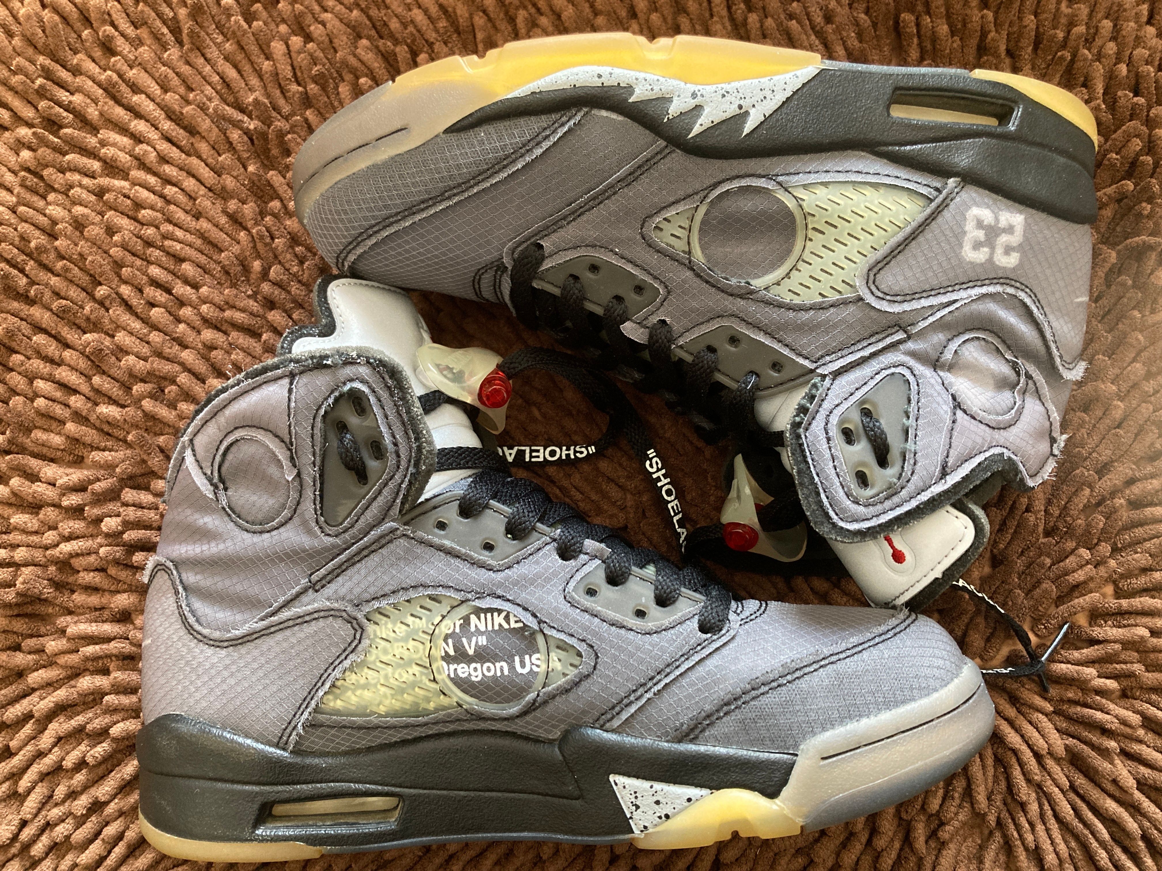 Off-White × Nike Air Jordan 5 "Black/Muslin/Fire Red"