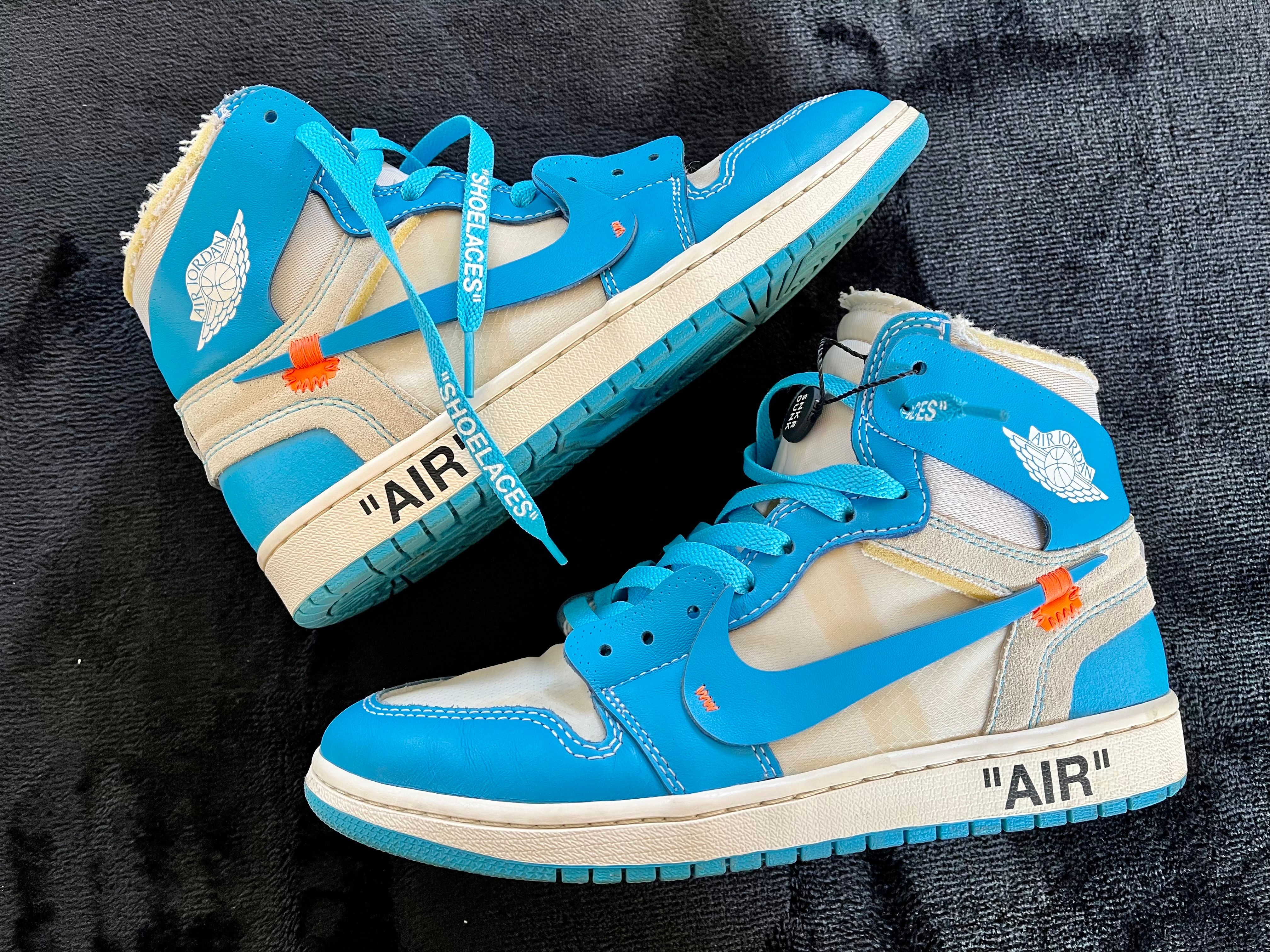 Off-White × Nike Air Jordan 1 High UNC "White/Dark Powder Blue"