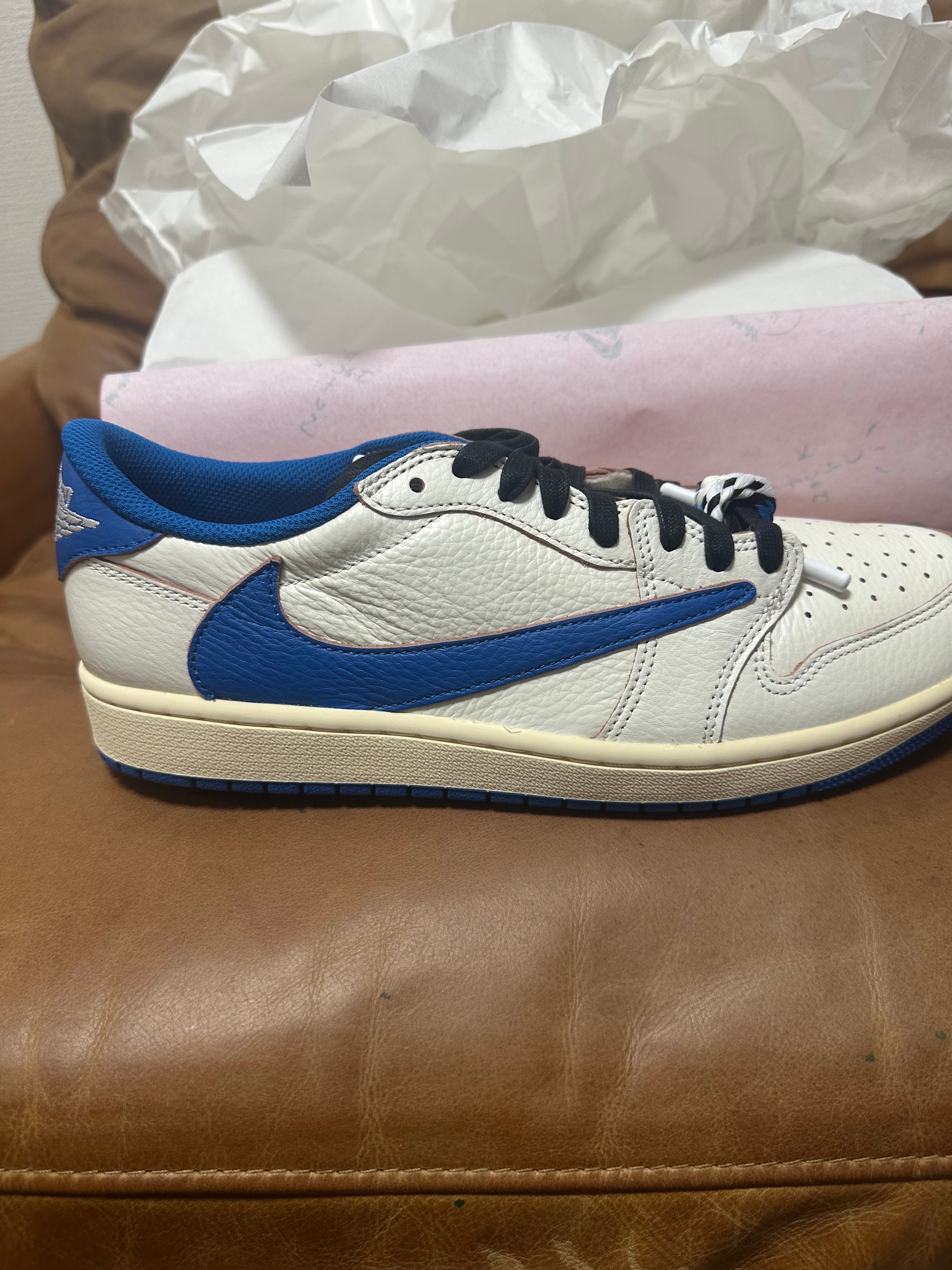 Travis Scott × fragment design × Nike Air Jordan 1 Low OG "Sail/Military Blue"