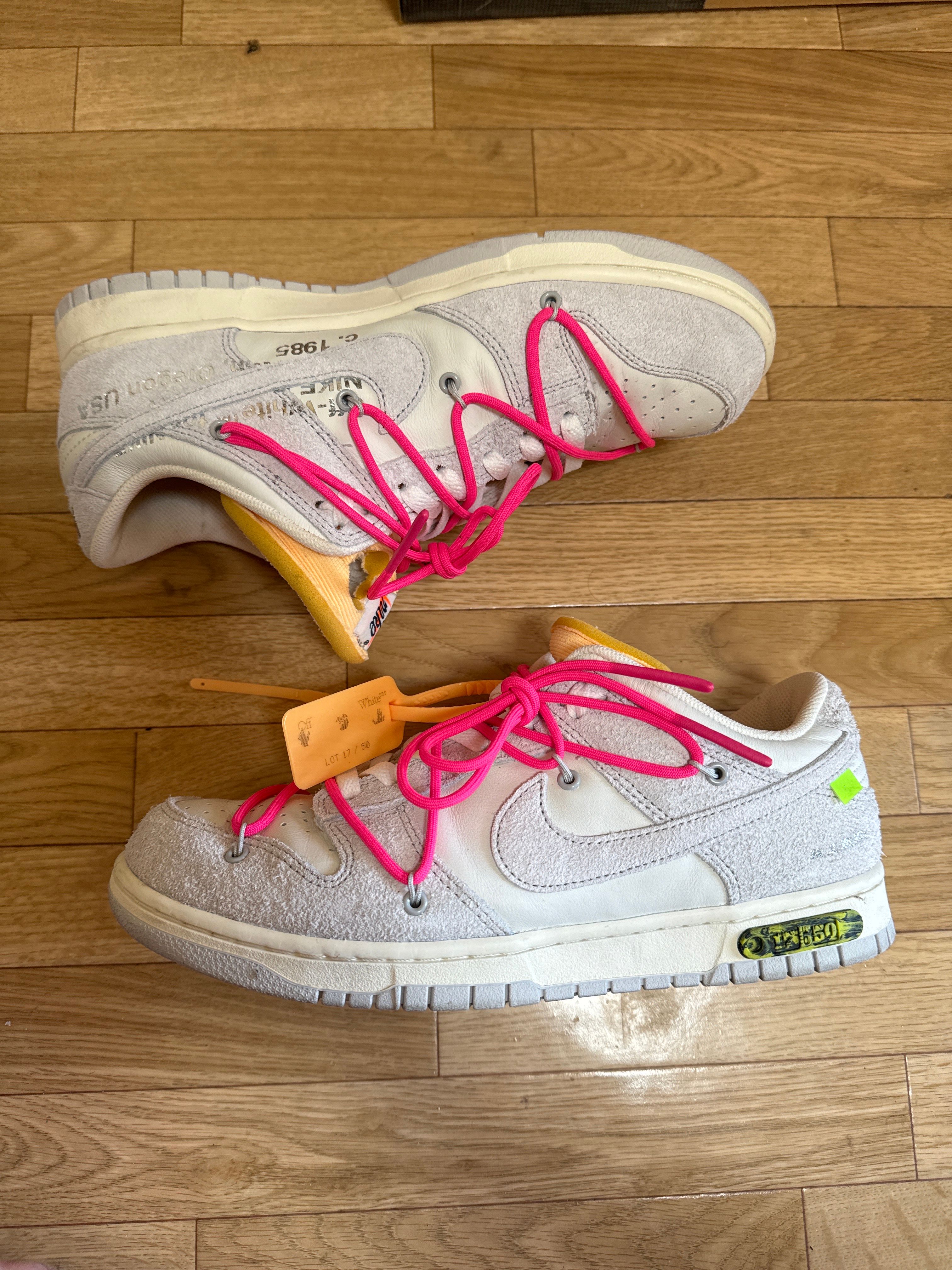 Off-White × Nike Dunk Low "Sail/Neutral Gray/Hyper Pink"