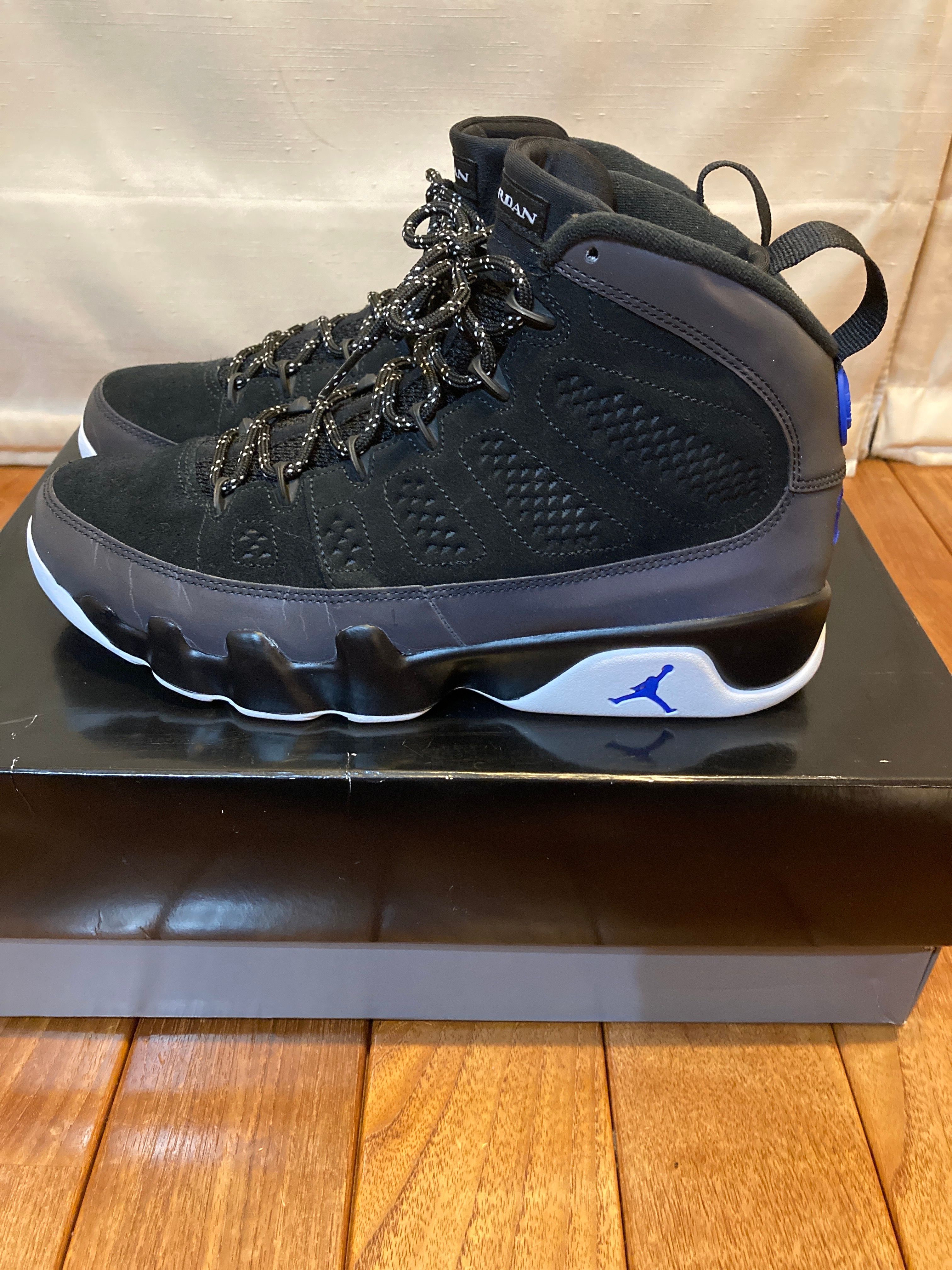 NIKE AIR JORDAN 9 BLACK/WHITE-RACER BLUE