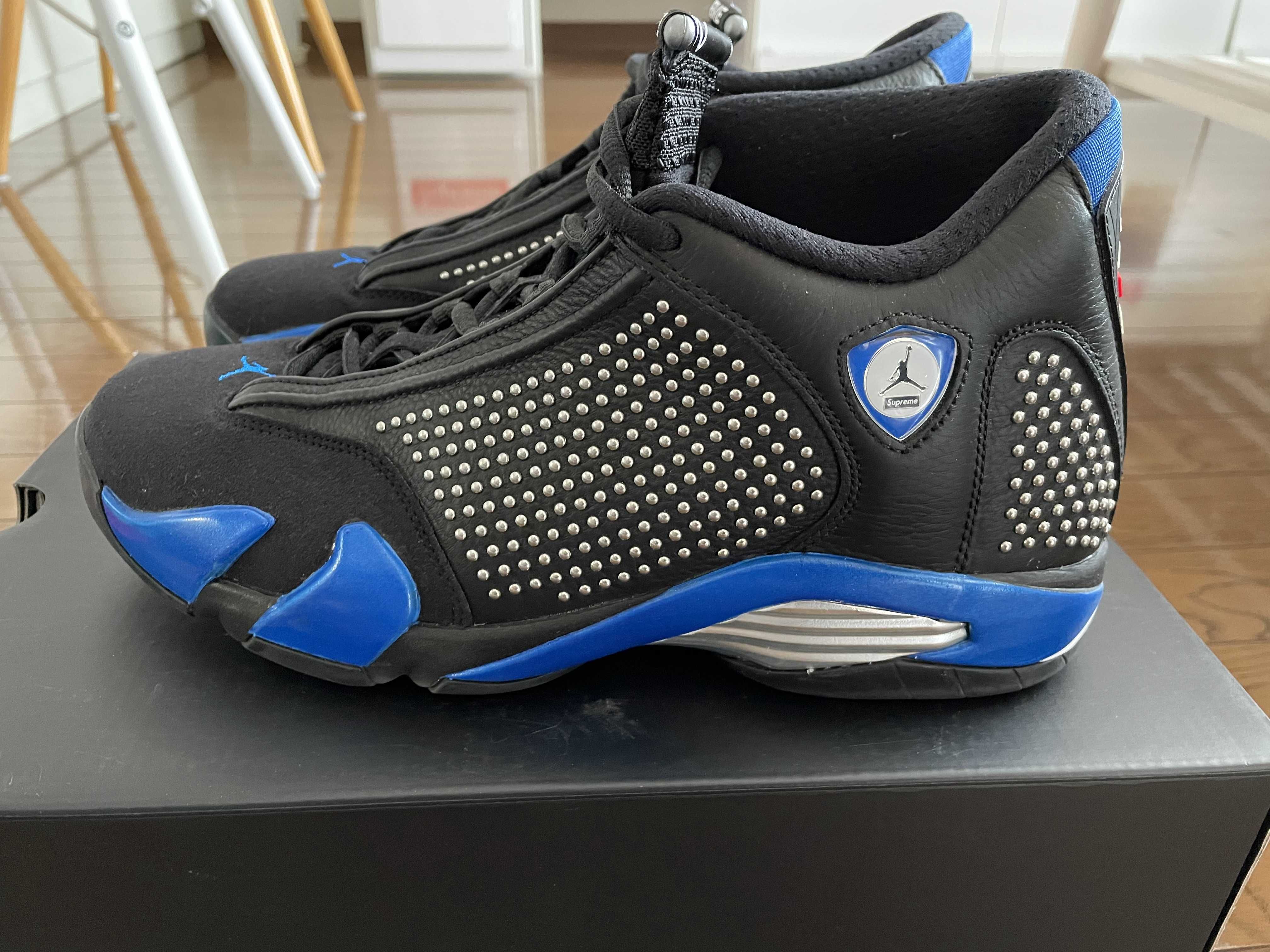 Supreme × Nike Air Jordan 14 Retro "Black/Varsity Royal/Chrome"