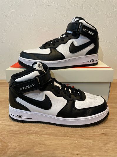 Stussy × Nike Air Force 1 Mid "Black and Light Bone"