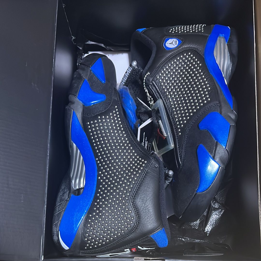 Supreme × Nike Air Jordan 14 Retro "Black/Varsity Royal/Chrome"