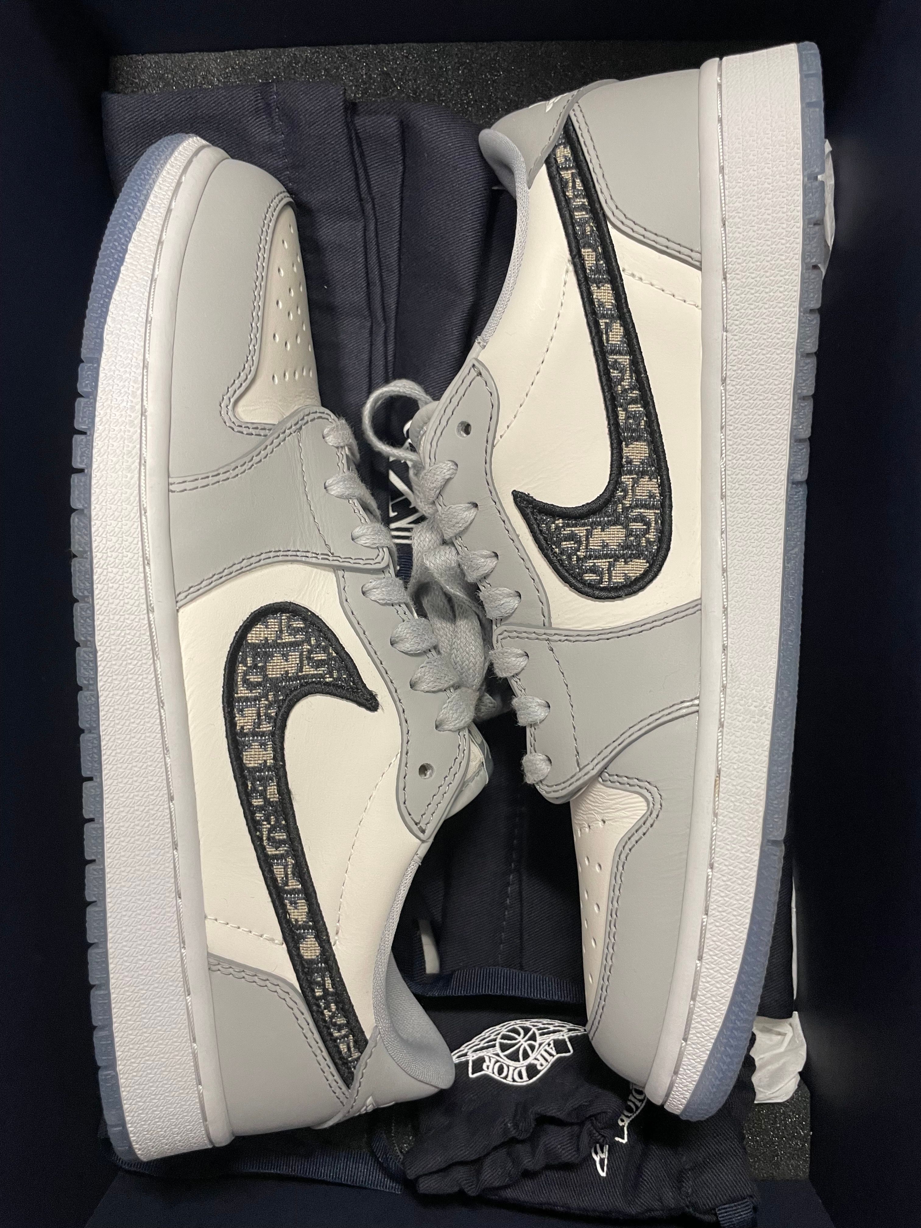 Dior × Nike Air Jordan 1 Low OG "Wolf Grey/Black-Sail-White"