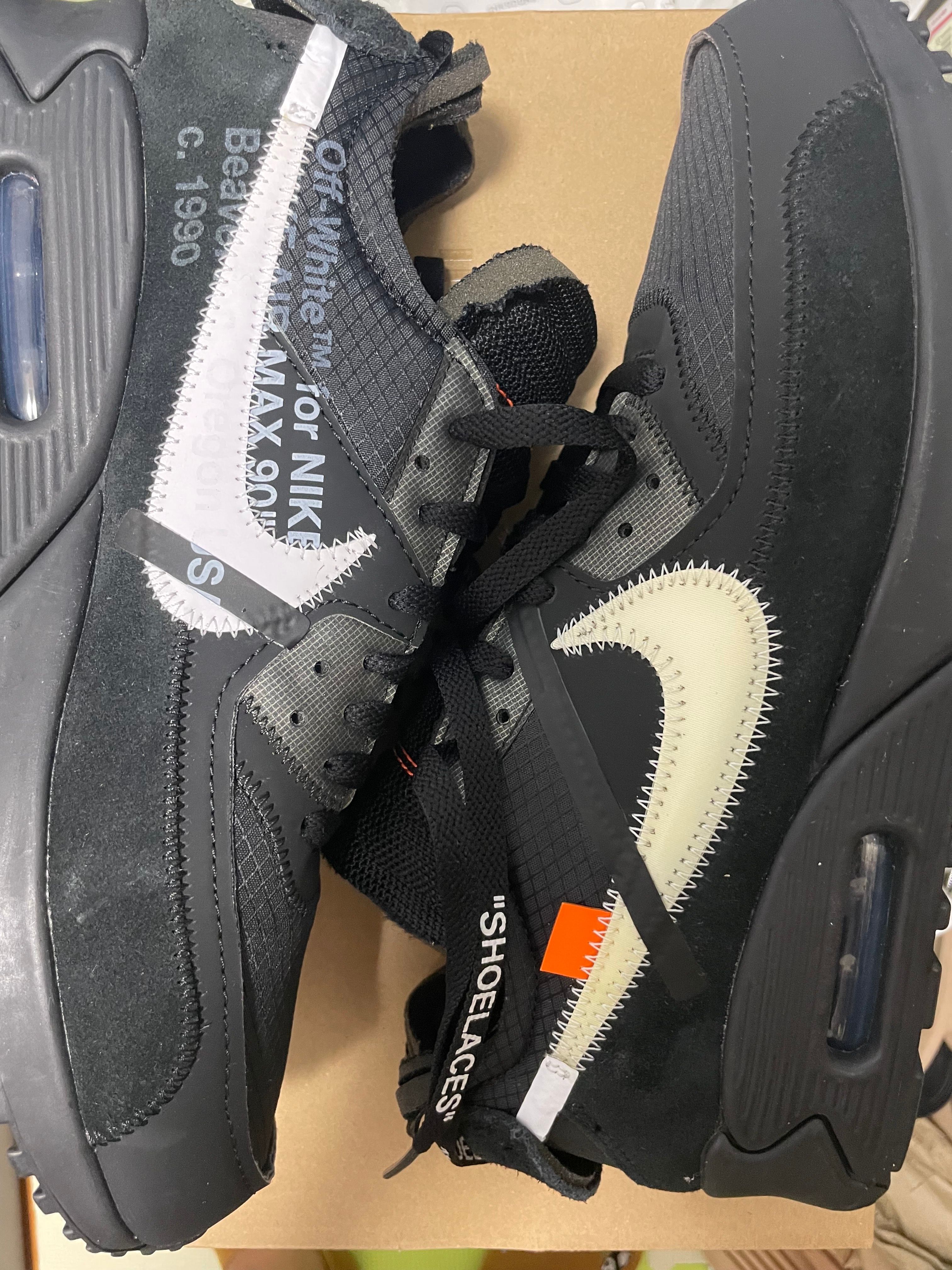 Off-White × Nike Air Max 90 "Black/Black-Cone-White"