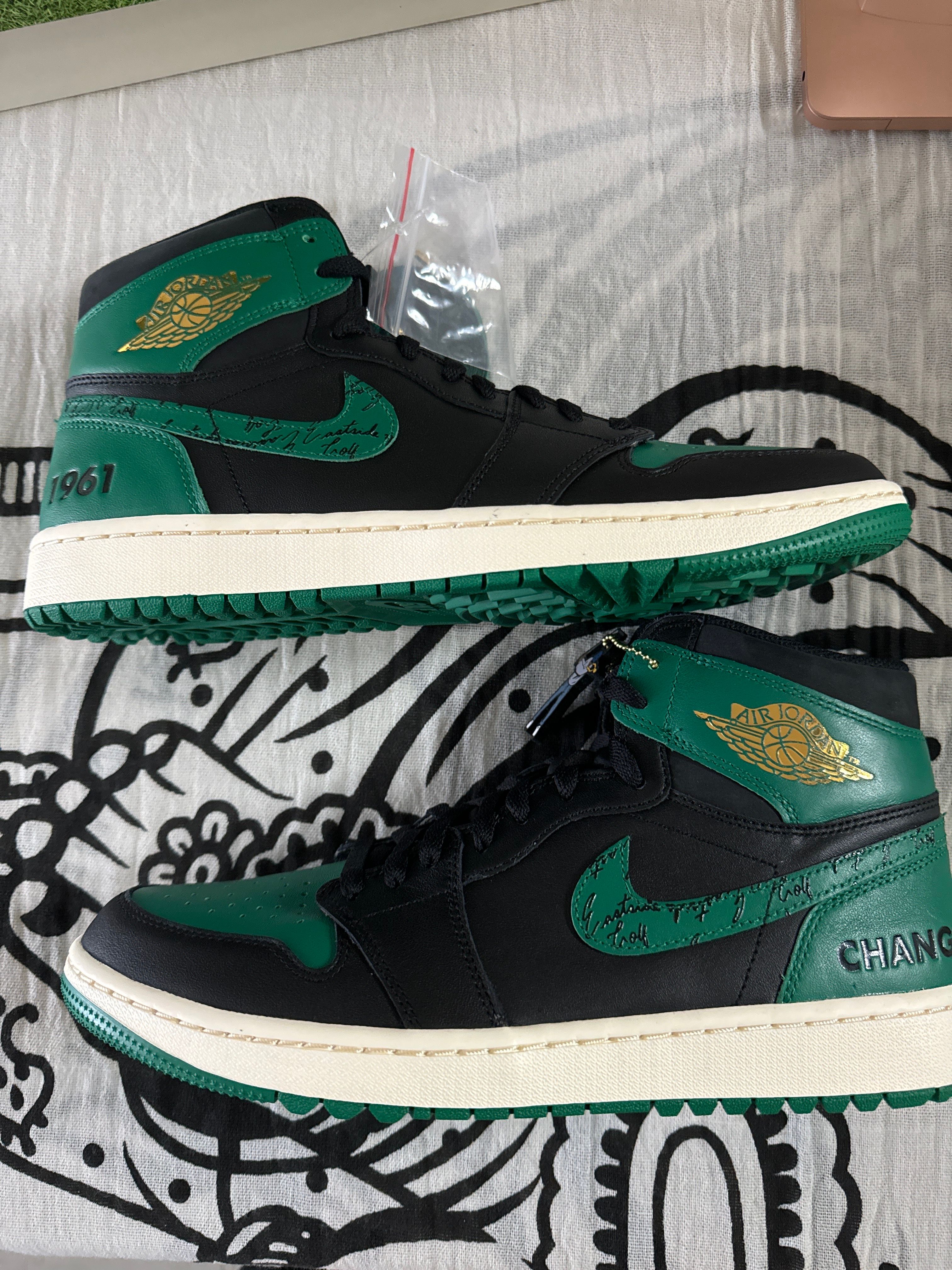 Eastside Golf × Nike Air Jordan 1 High Golf "Black/Malachite/1961"