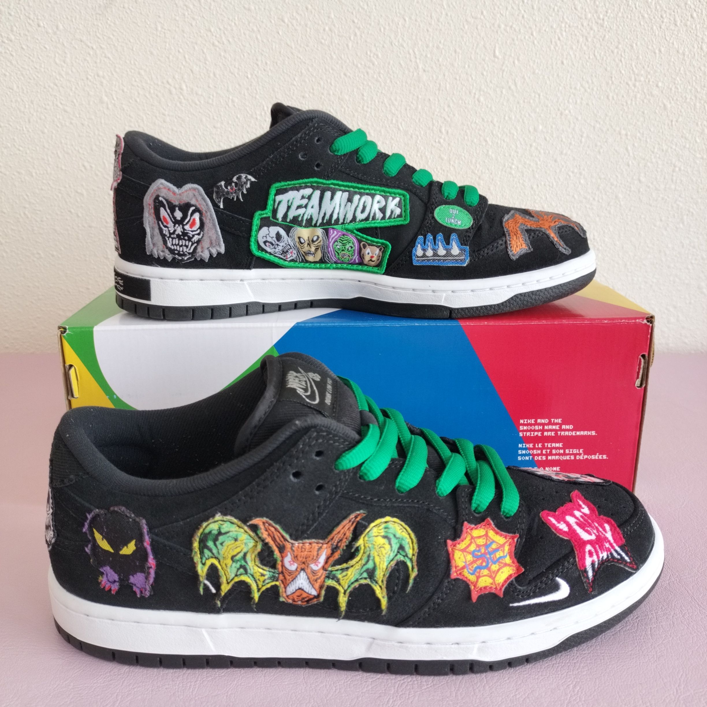 Neck face × Nike SB Dunk Low "Black/White/Multi Color"