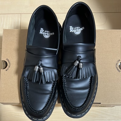 Dr.Martens Adrian White Stitch Loafers "Black"