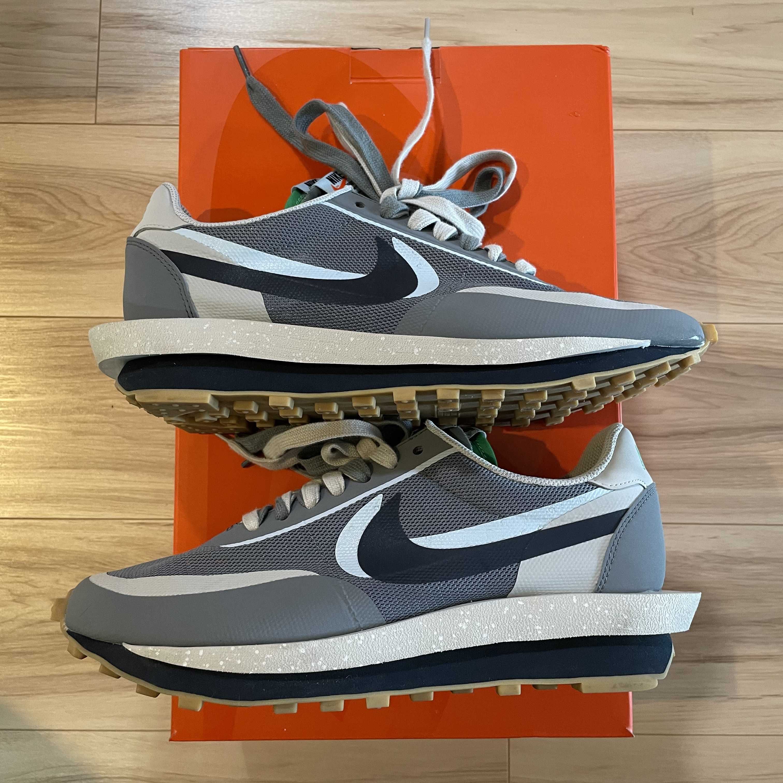 CLOT × Sacai × Nike LD Waffle "Grey Obsidian/Cool Grey"