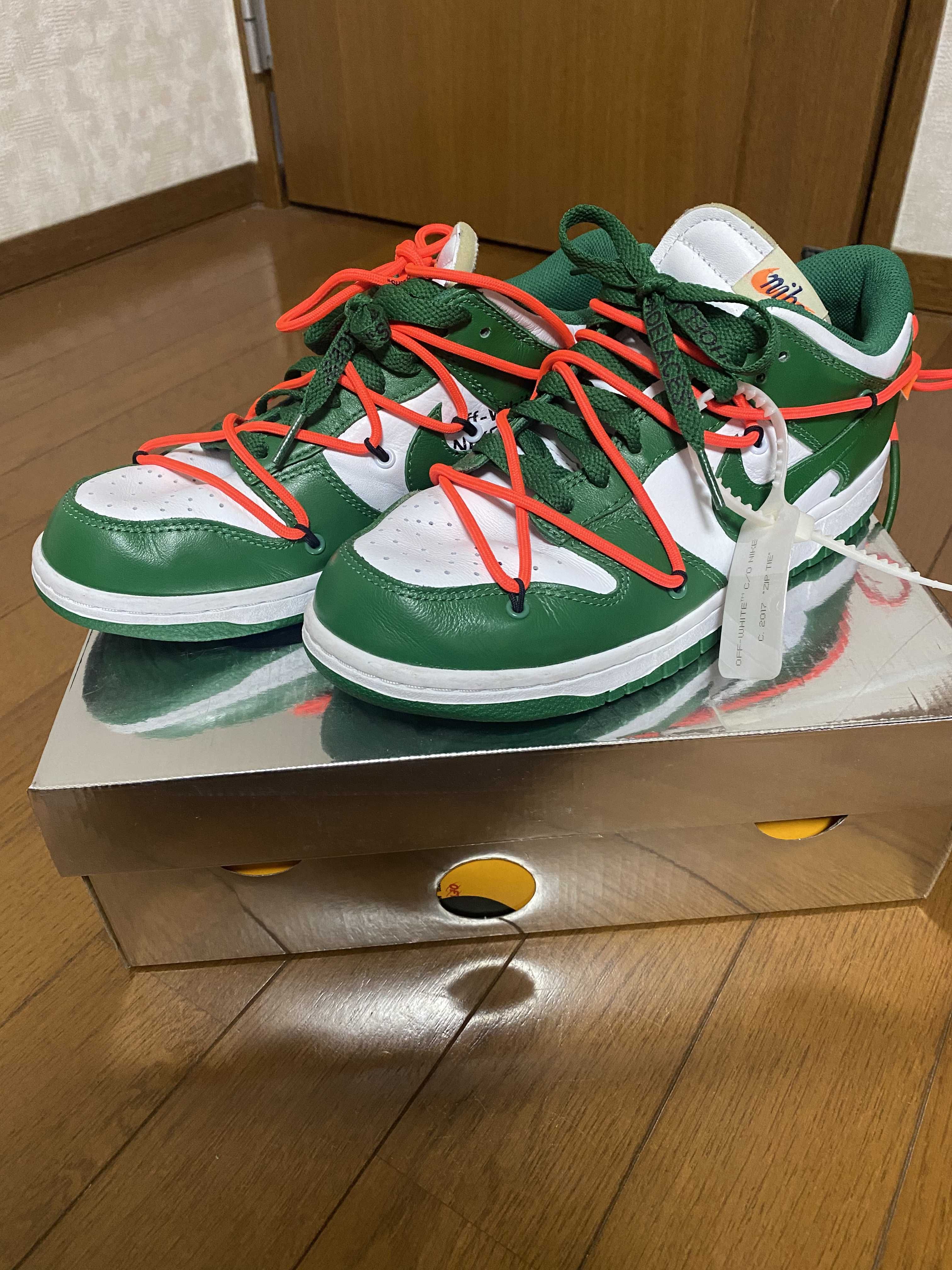 Off-White × Nike Dunk Low "White/Pine Green"