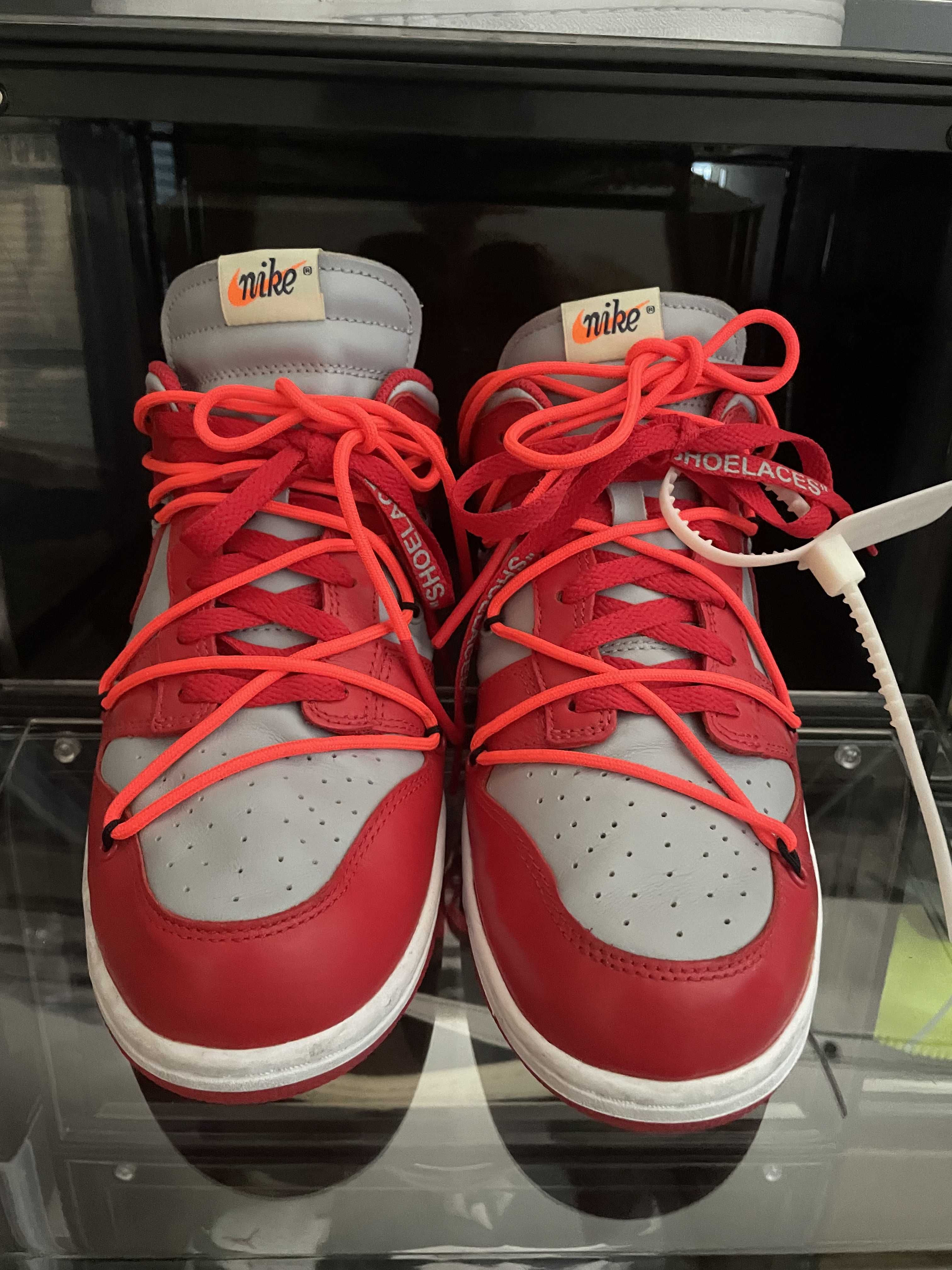 Off-White × Nike Dunk Low "University Red/Wolf Grey"