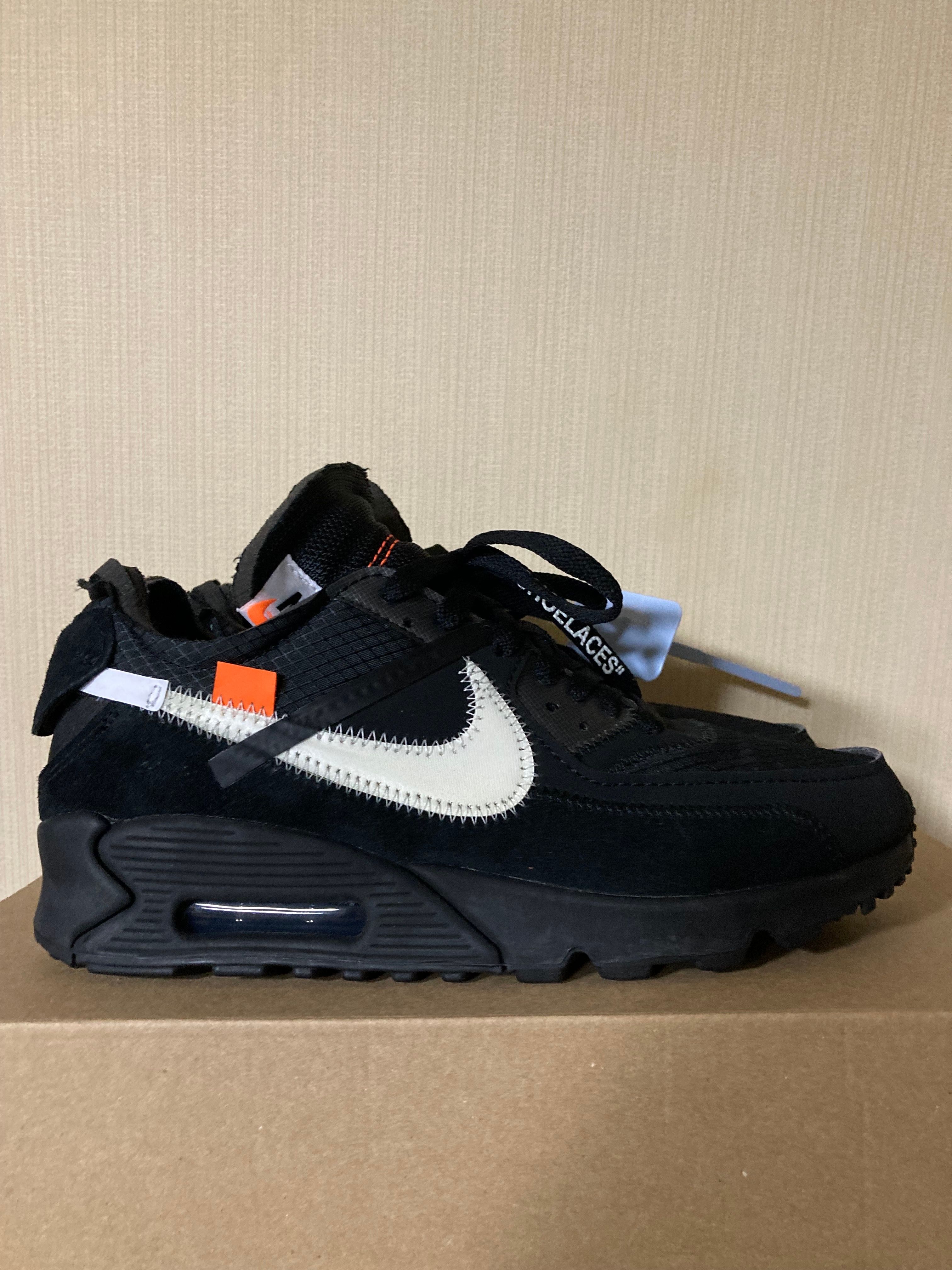 Off-White × Nike Air Max 90 "Black/Black-Cone-White"