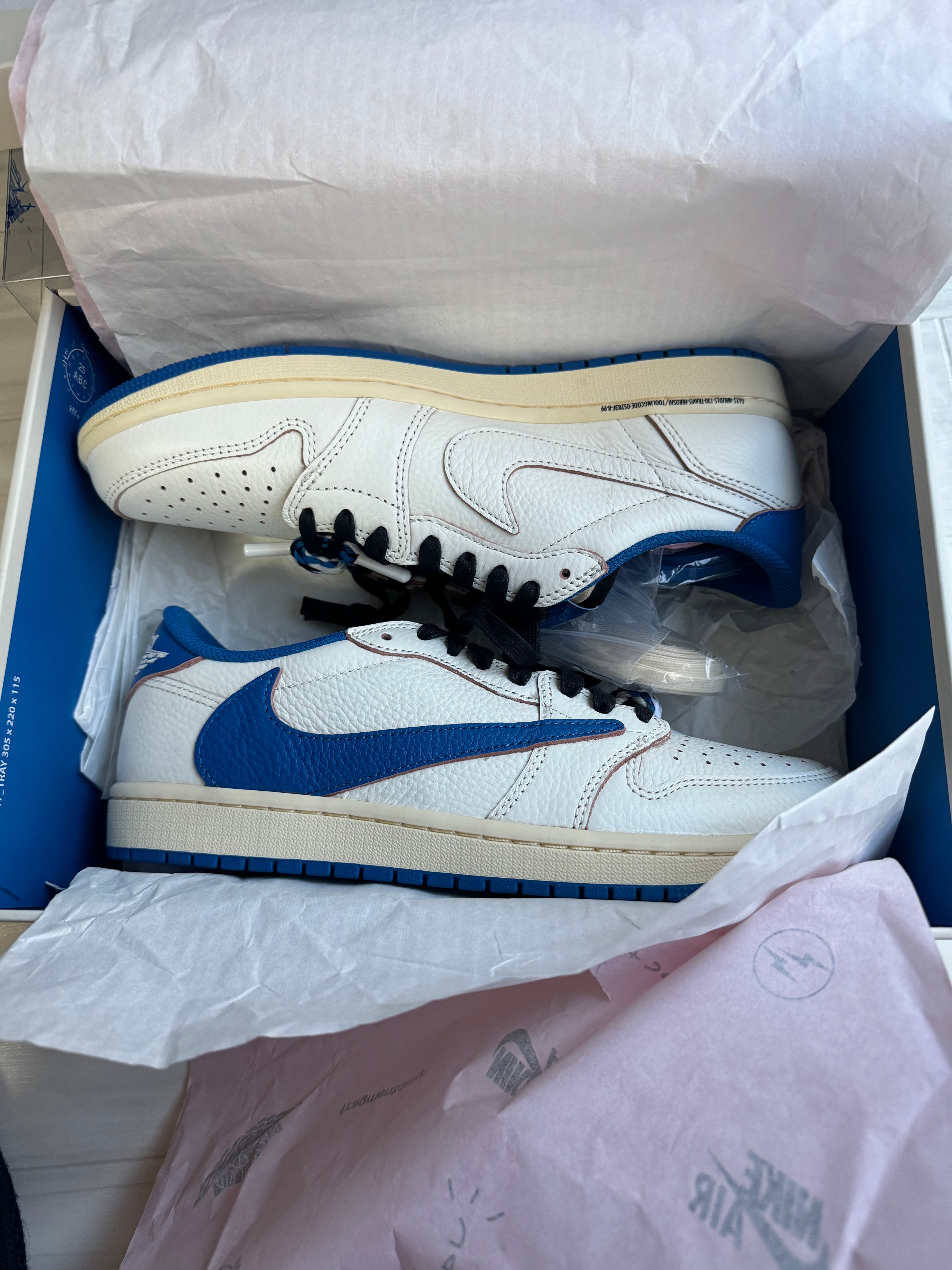 Travis Scott × fragment design × Nike Air Jordan 1 Low OG "Sail/Military Blue"