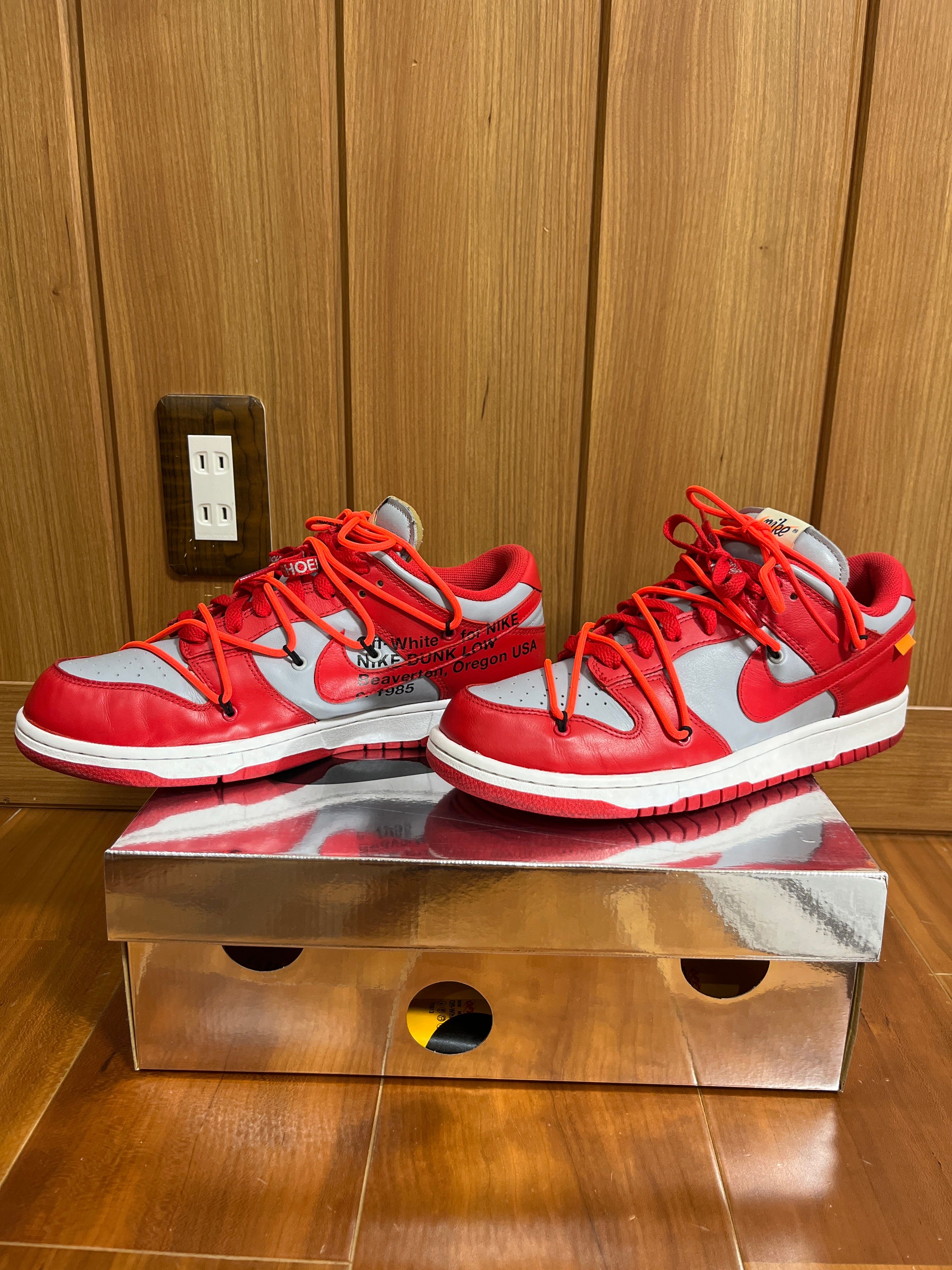Off-White × Nike Dunk Low "University Red/Wolf Grey"