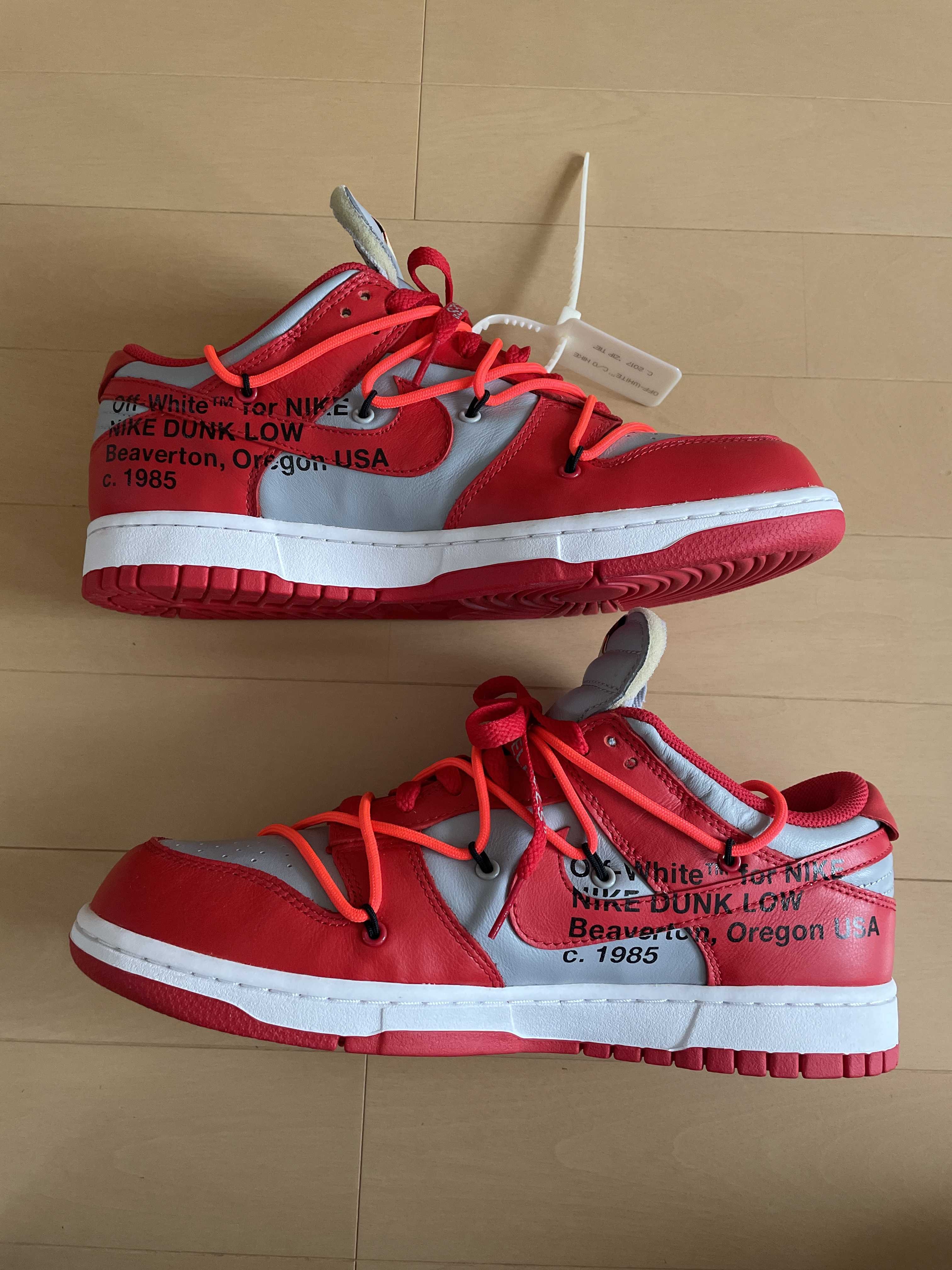 Off-White × Nike Dunk Low "University Red/Wolf Grey"