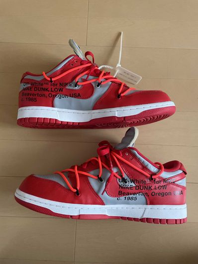 Off-White × Nike Dunk Low "University Red/Wolf Grey"