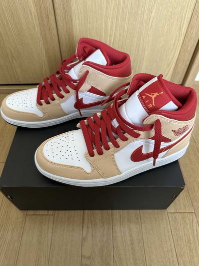 Nike Air Jordan 1 Mid "Beige/Cardinal Red"