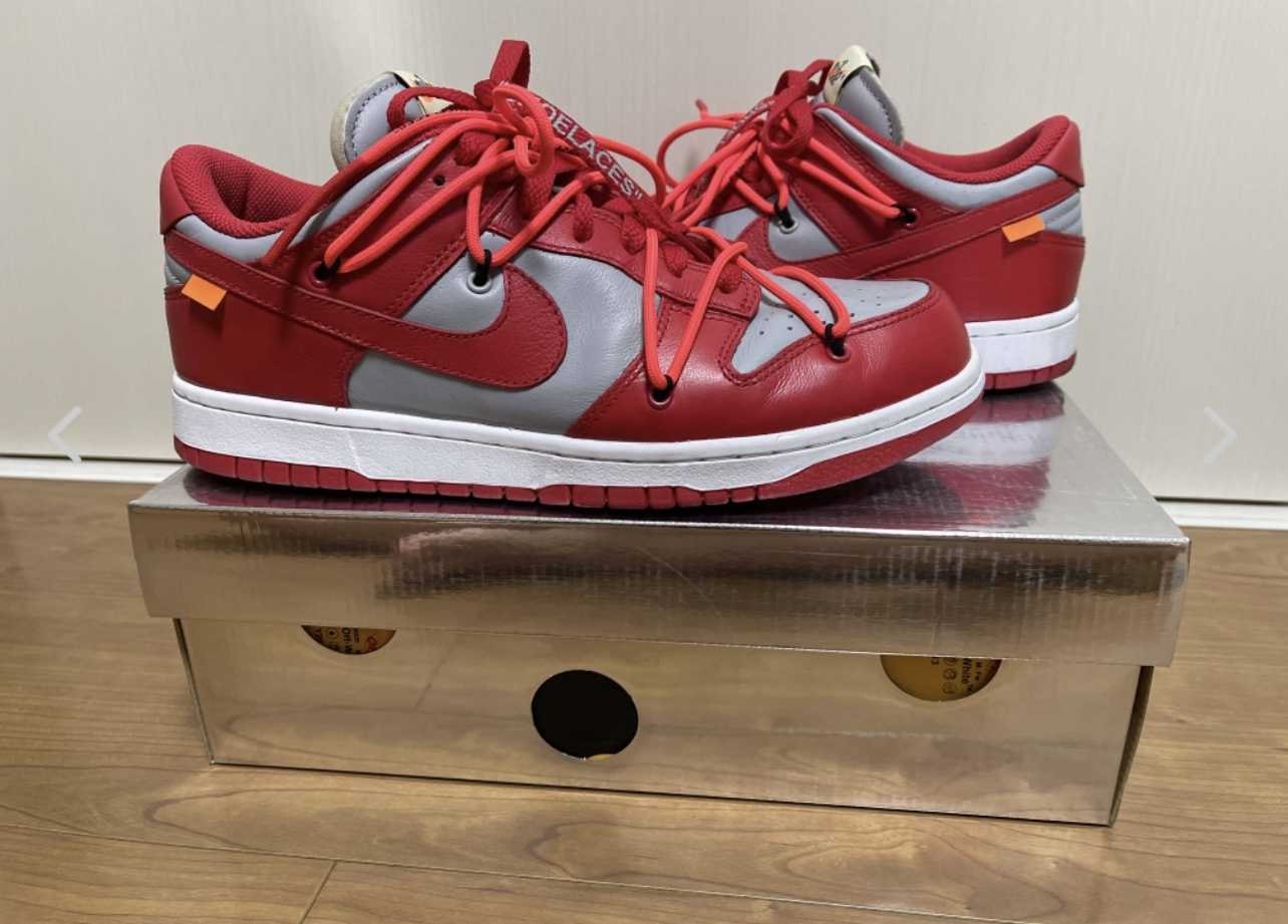 Off-White × Nike Dunk Low "University Red/Wolf Grey"